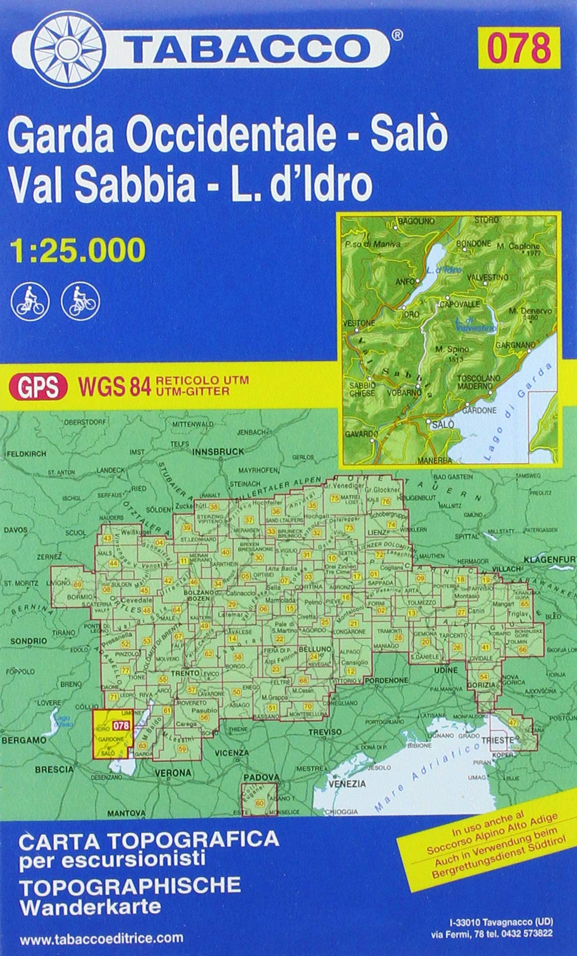 Garda Occidentale Salò Val Sabbia: Salo - Val Sabbia Wanderkarte 1:25000: 078