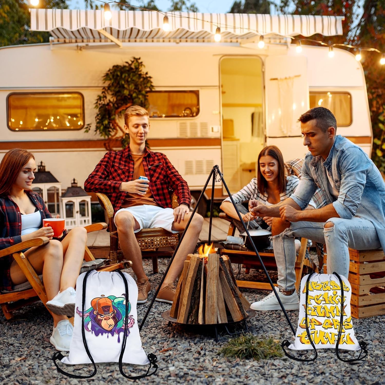 20Pcs Sublimation Drawstring Backpack, Lightweight Cinch Sack
