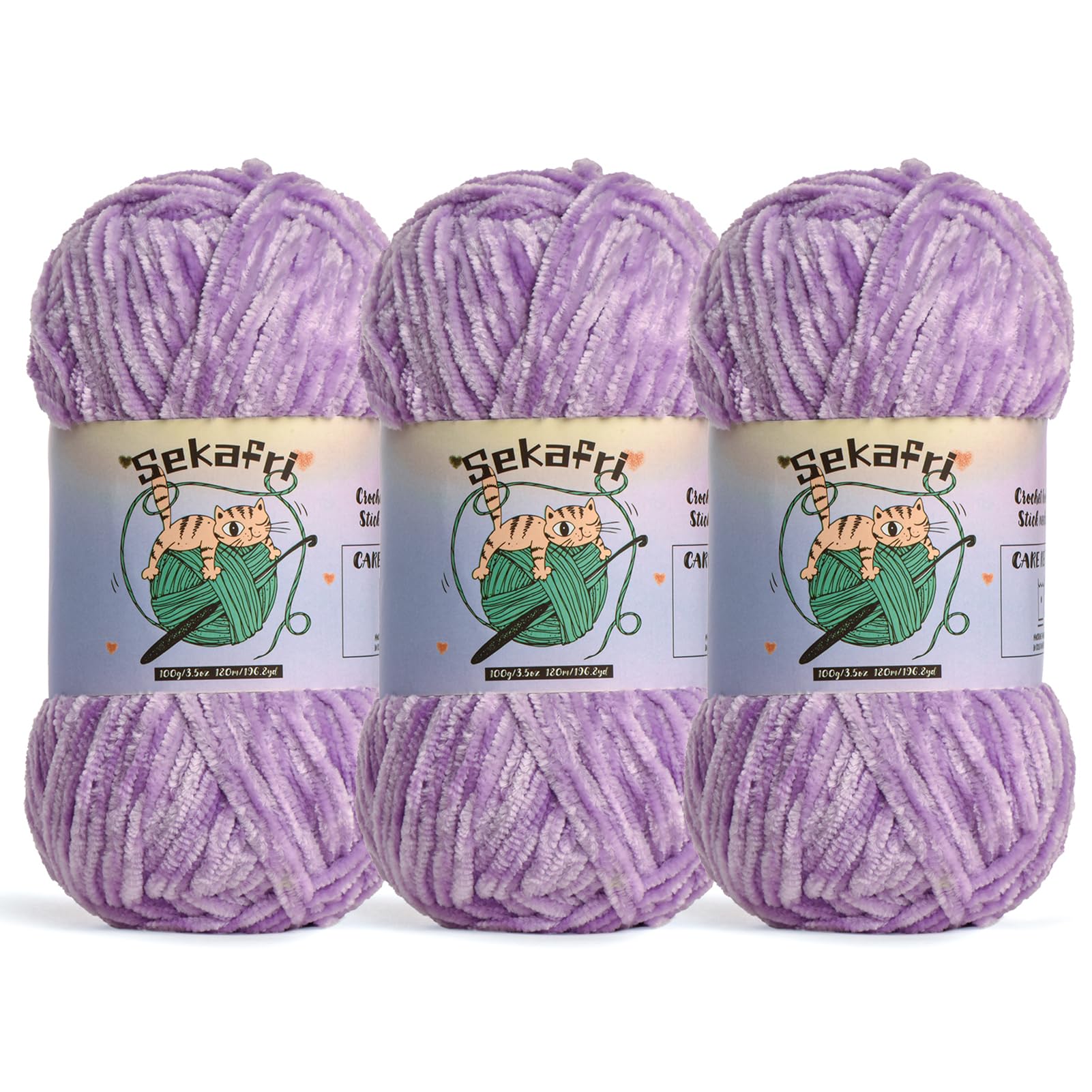 Fuzzy Chenille Yarn for Crocheting Amigurumi Yarn 3 Light Purple