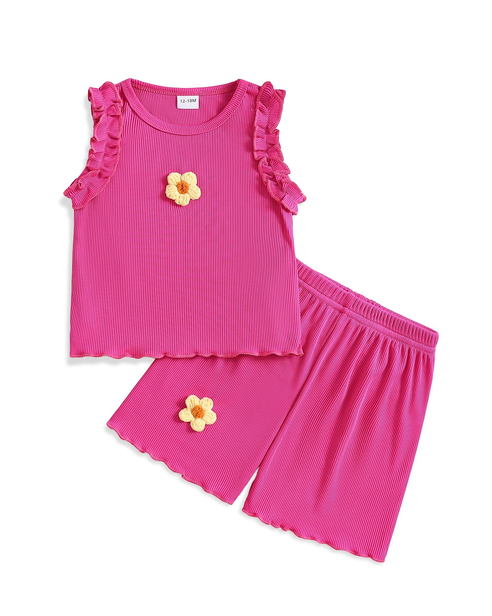 Weebaby Toddler Girl Clothes Baby Summer Outfits Sleeveless Halter Top Ruffle Short Set Cute Kids Clothes Girls