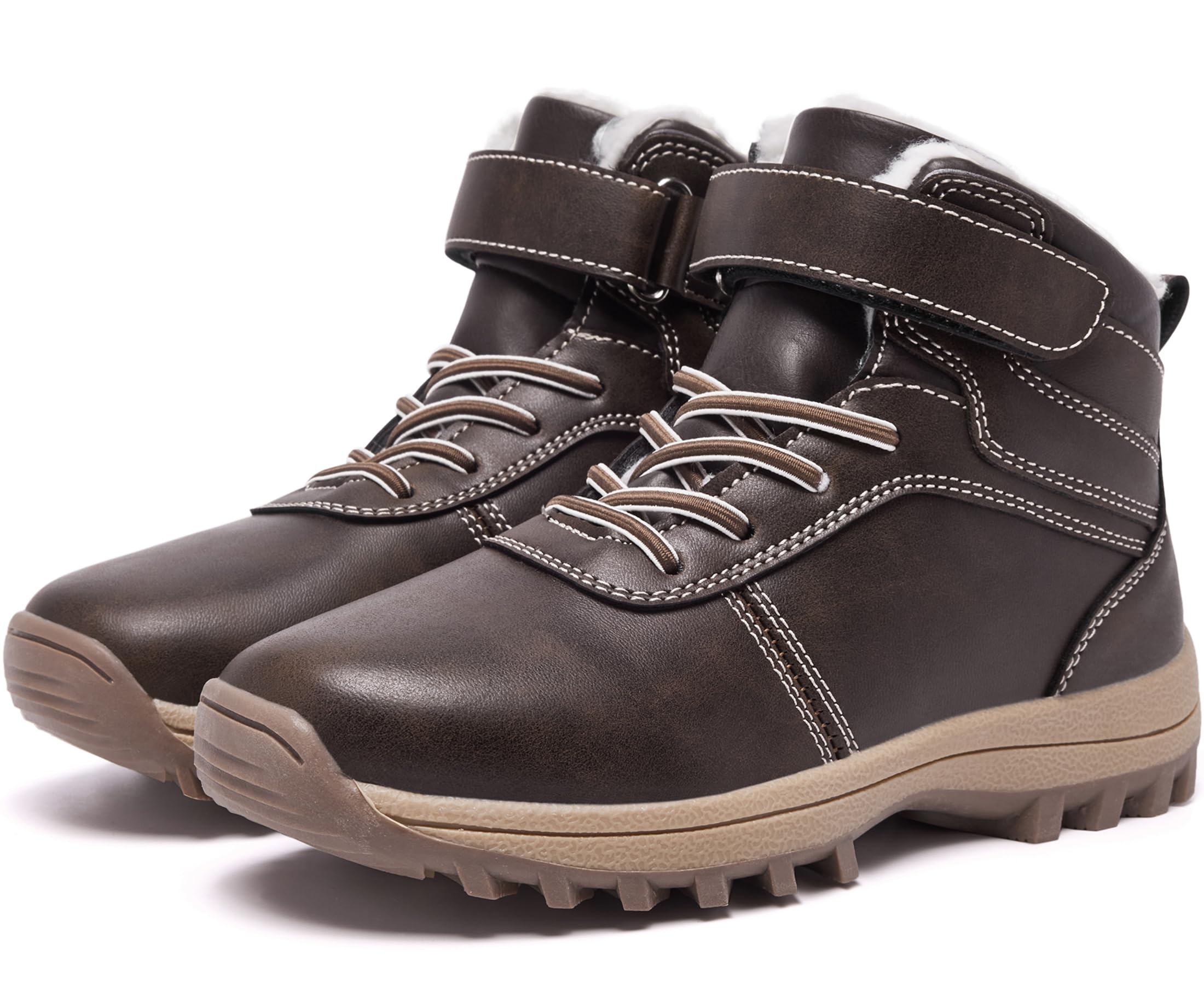 Boys Girls Snow Boots Winter Slip On Warm Fur Lined Shoes Lightweight Water-Resistant Cold Weather Boot (Little Kid/Big Kid)