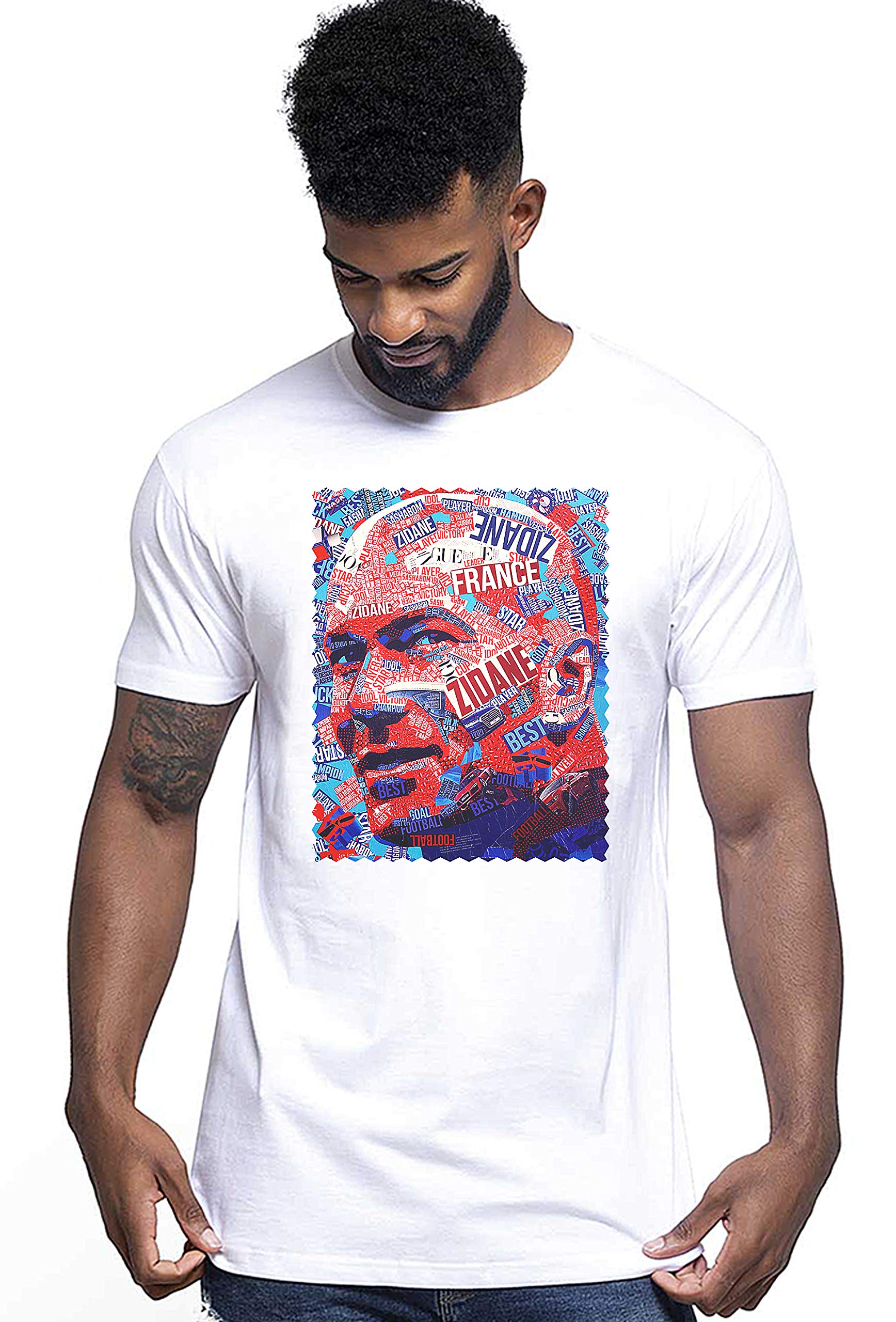 Portrait Zidane Men 18-30-18 Homme Fashion 100% Coton - Blanc - L