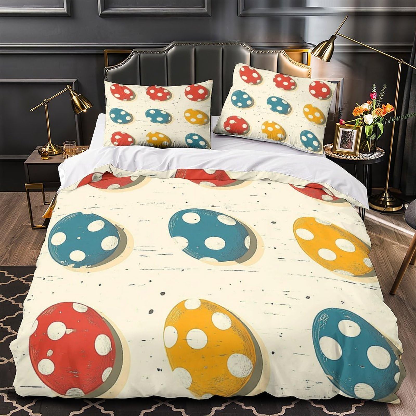 Drap de couette œufs de Pâques 3D pour déco chambre adulte