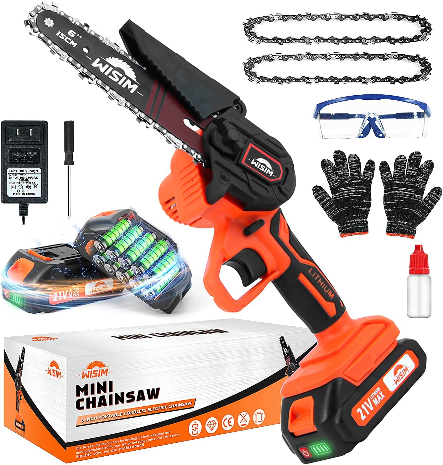 MiniChainsaw Cordless,Rechargeable Handheld Chainsaw,Battery Powered