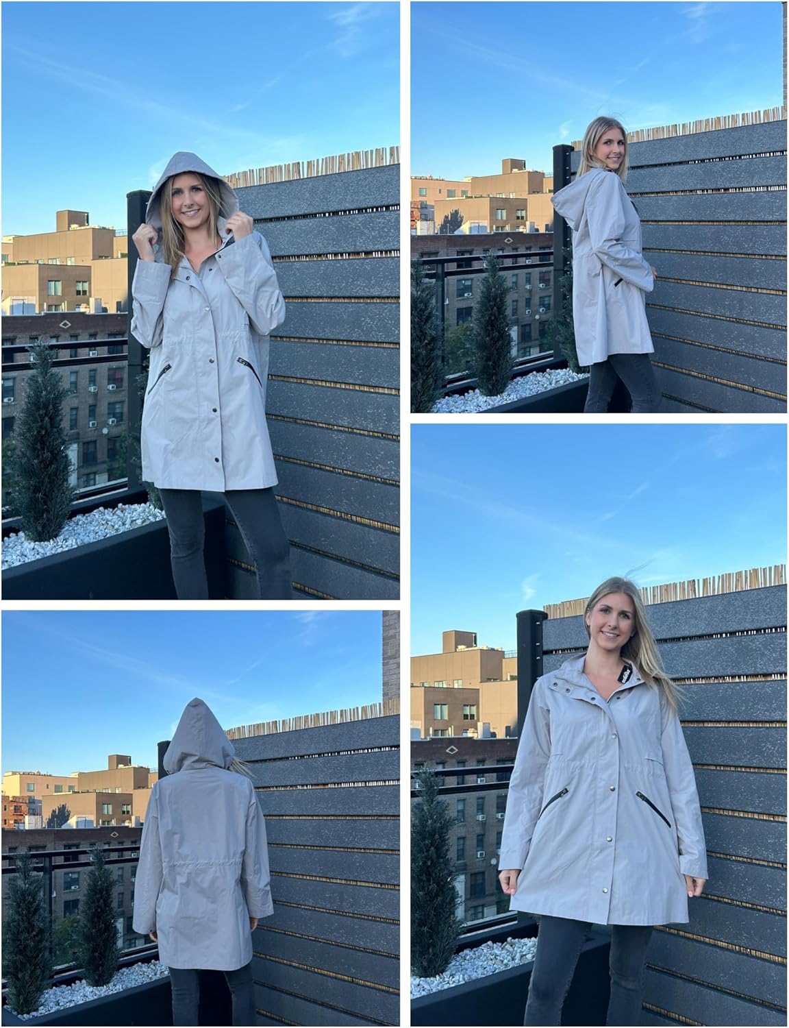 Zeagoo Raincoat Women Waterproof Long Hooded Rain Jacket Trench Coats Windbreaker Travel Jacket