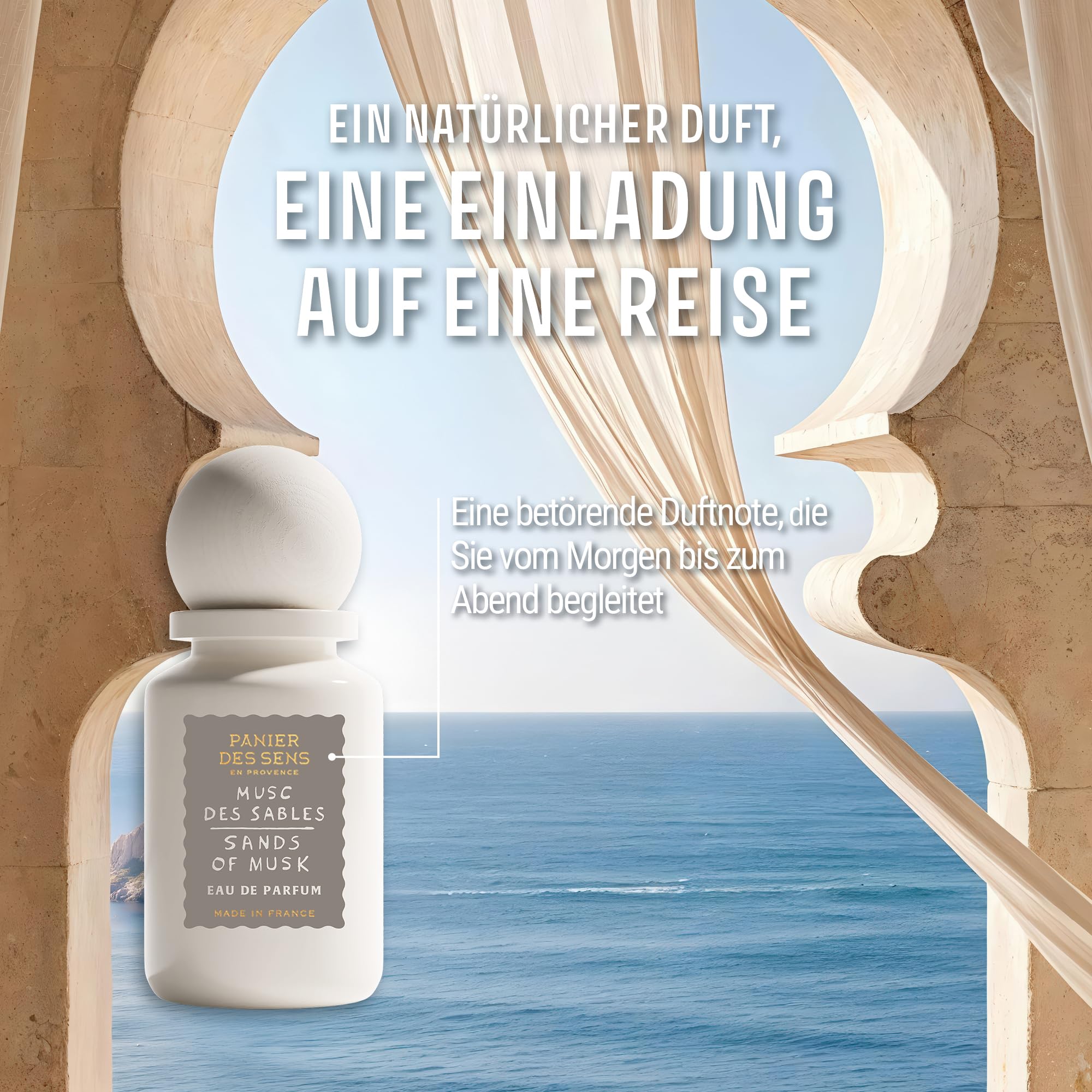 Panier des Sens - Eau De Parfum Damen "Musc Des Sables" 50ml | Pudrig-Weicher Moschusduft, weiße Blüten und Zedernholz - Parfüm Frauen - Elegantes Geschenk Für Frauen - Perfume Women