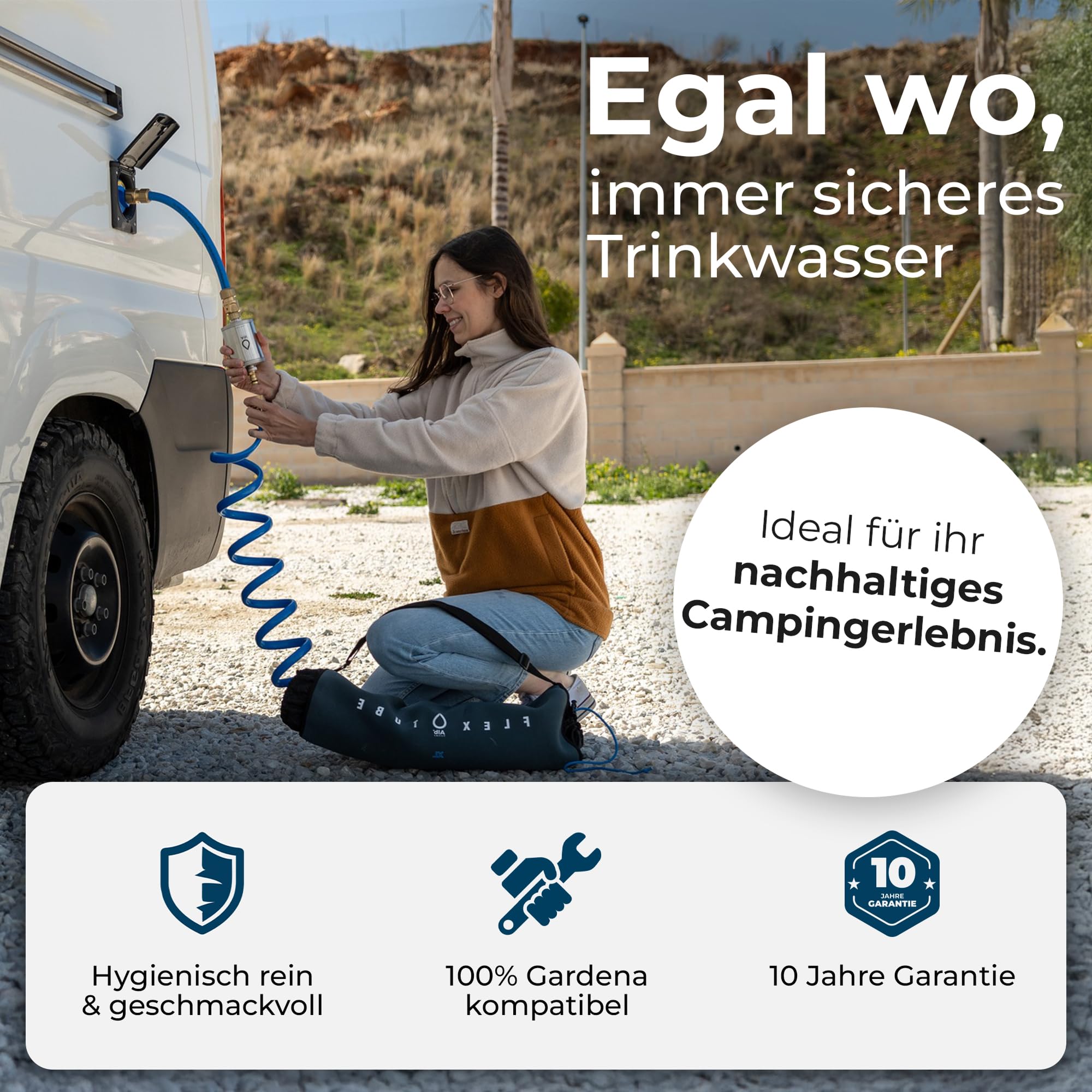 Alb Filter MOBIL Nano Trinkwasserfilter Blau – Wasserfilter Trinkwasser für Wohnmobil & Camping – Der Wasserfilter filtert Keime, Bakterien & Schadstoffe aus dem Trinkwasser – Made in Germany