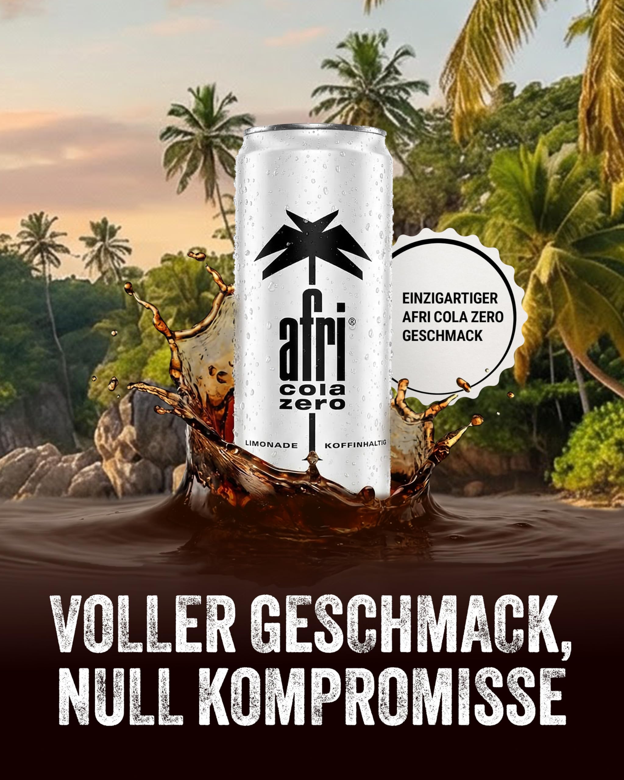 afri cola Zero – Cola-Drink kalorienfrei 24 x 330 ml in der Dose – Kultgetränk ohne Zucker mit vollem afri-Geschmack – Koffeinhaltige Cola-Limonade mit Süßungsmitteln in praktischen Getränkedosen