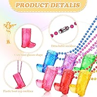 Vista 16 de Sieral 12 piezas de vasos de chupito de bota en collar con cuentas, vaso de chupito de vaquera de plástico, collar de vaso de chupito para novia