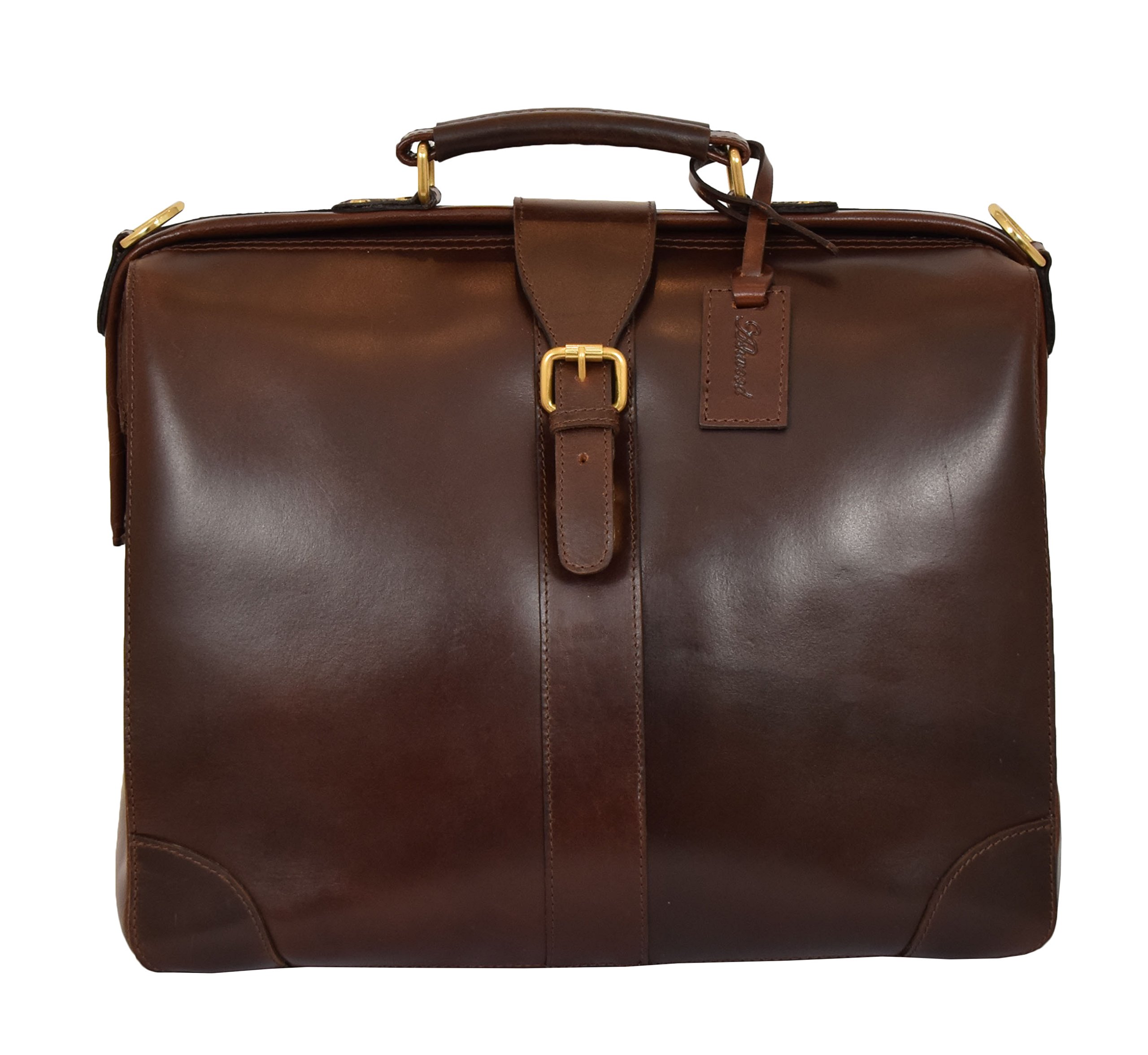 Bolso de Cuero Real para Médicos Cuerpo Cruzado Maletín Estuche Organizador Cortex Marrón