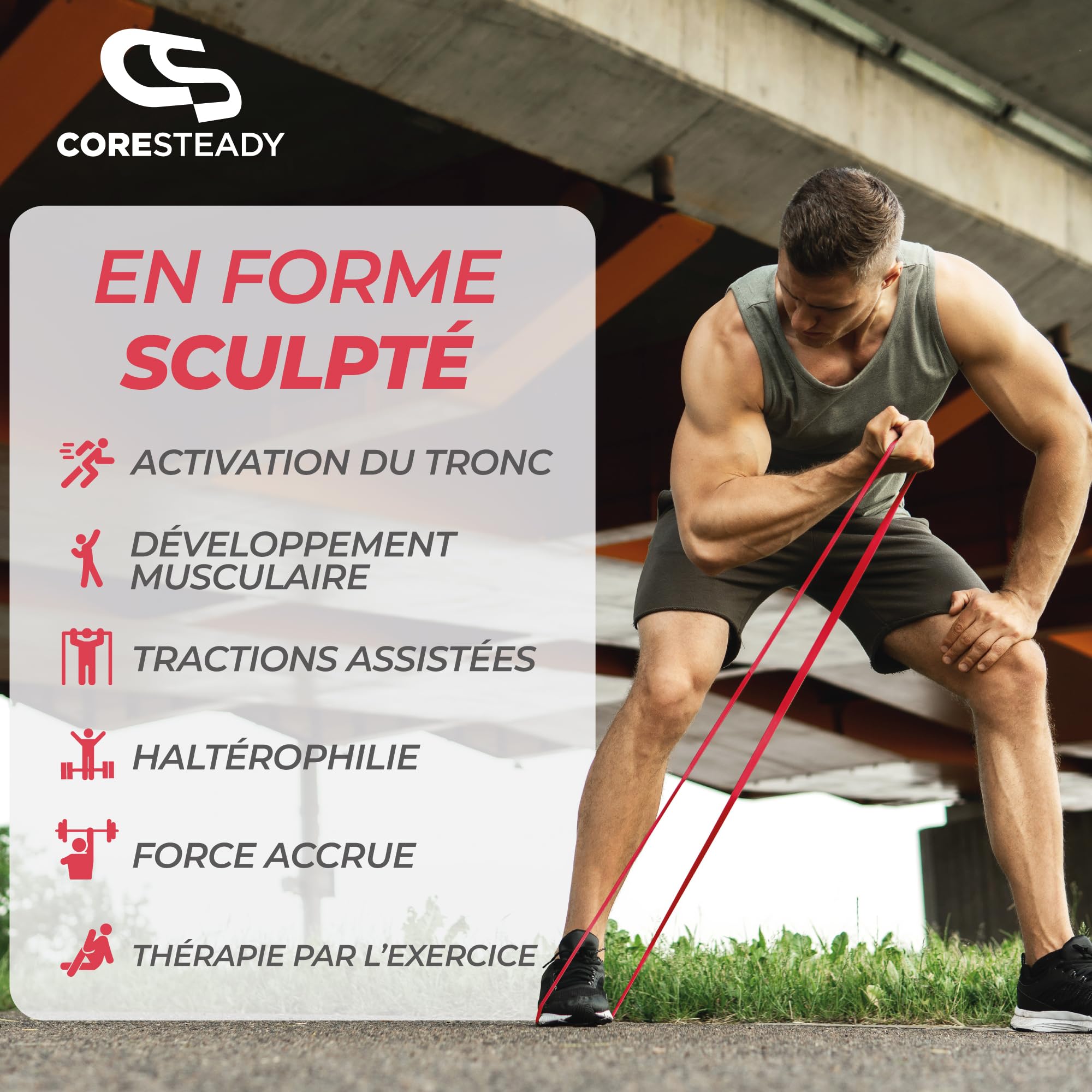 Coresteady Bande Élastique Traction Assistée pour Powerlifting, Yoga, Mobilité