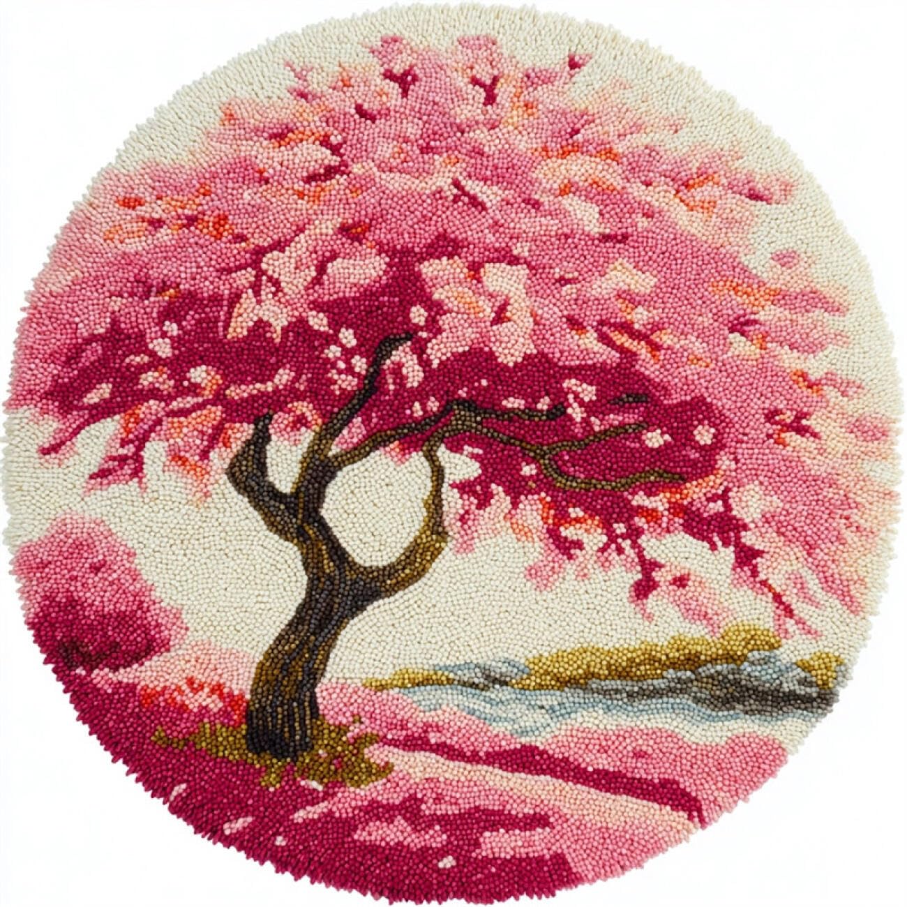 Kitquiver Rug Making Kit for Adults Pink Flowers 60x60cm