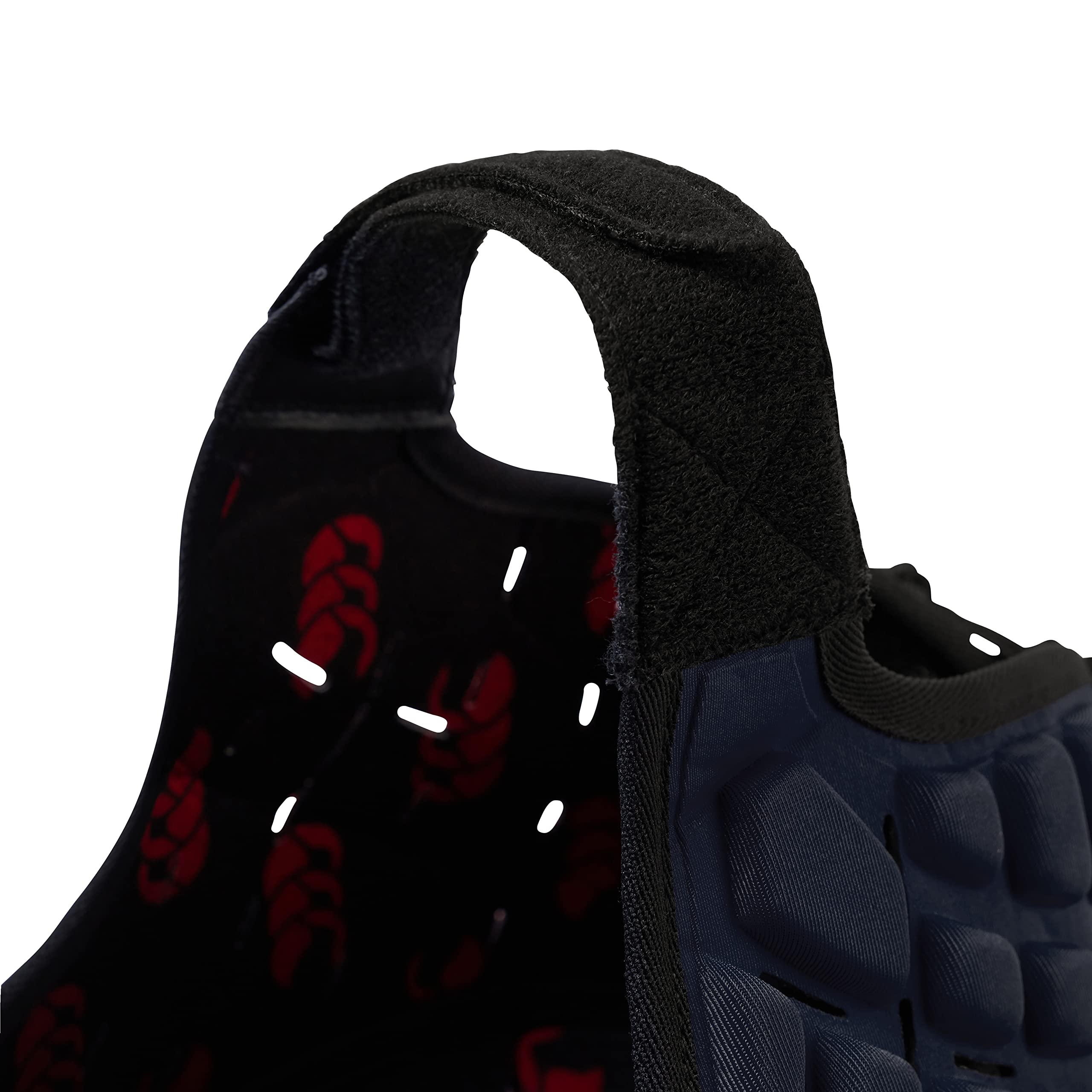 Canterbury Protector de cabeza Raze Rugby Gorra Scrum cobertura completa Correa de barbilla borde suave Agujeros ventilación acolchado