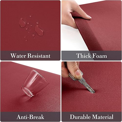 Miniatura 87 de HappyTrends Tapete de cocina [2 piezas] acolchado, cómodo, antifatiga, impermeable, antideslizante, tapete de espuma ergonómica gruesa y perfecta