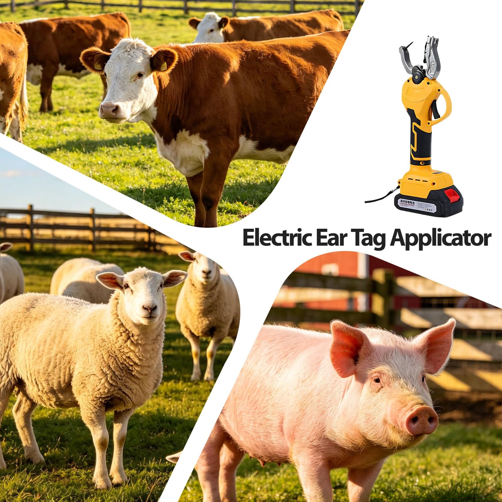 Alicate Eléctrico for Crotales, Marcador Ganadero Recargable, con 2 Baterías, Rebote Automático, con 6 Agujas, Herramienta de Identificación for Vacas, Cerdos y Ovejas(Blue)