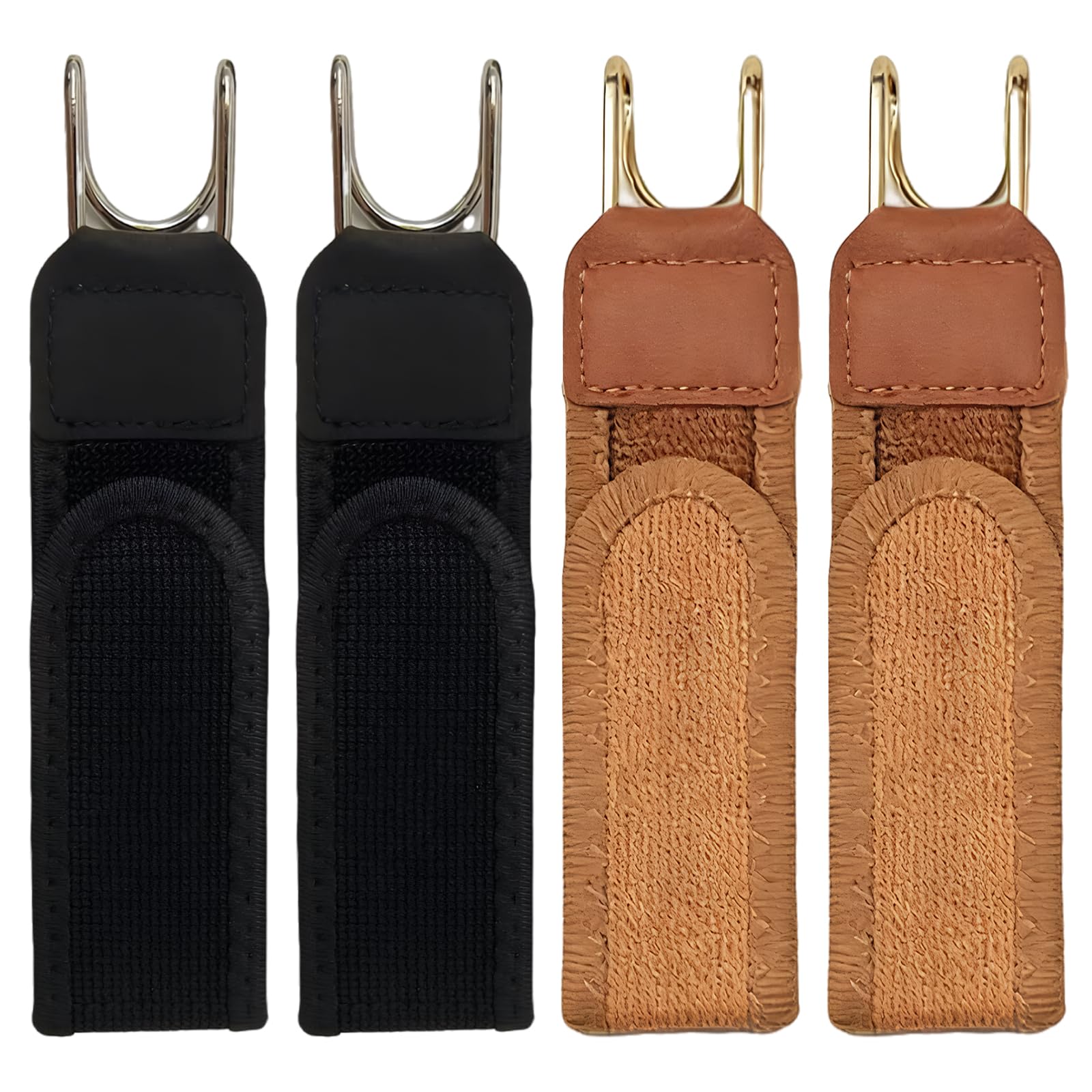 Hocklliy Men's Brown+Black 4 Pcs No Buckle Belts For Adjustable Unisex Metal Hook Elastic Belt,Invisible Stretch Comfortable(Black/Brown)