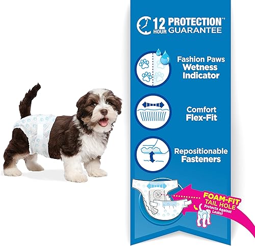 Miniatura 4 de Four Paws Wee-Wee - Pañales de entrenamiento para orinal para perros súper absorbentes, desechables, ajustables, protección a prueba de fugas para
