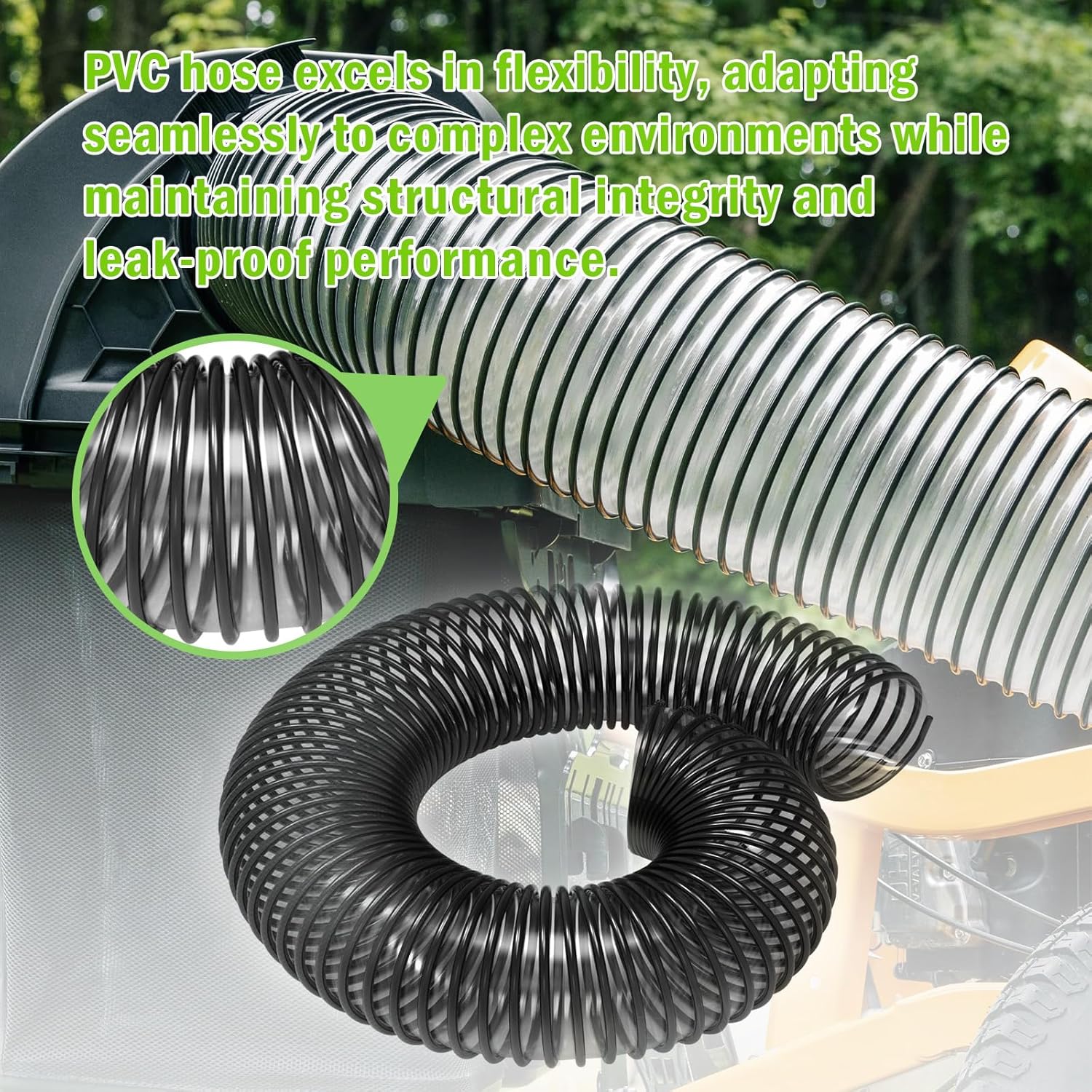 8Ft Flexible Leaf Vac Collection Hose - Lawn Mower Bagger & Dust Collection Hose Fits Most Brands
