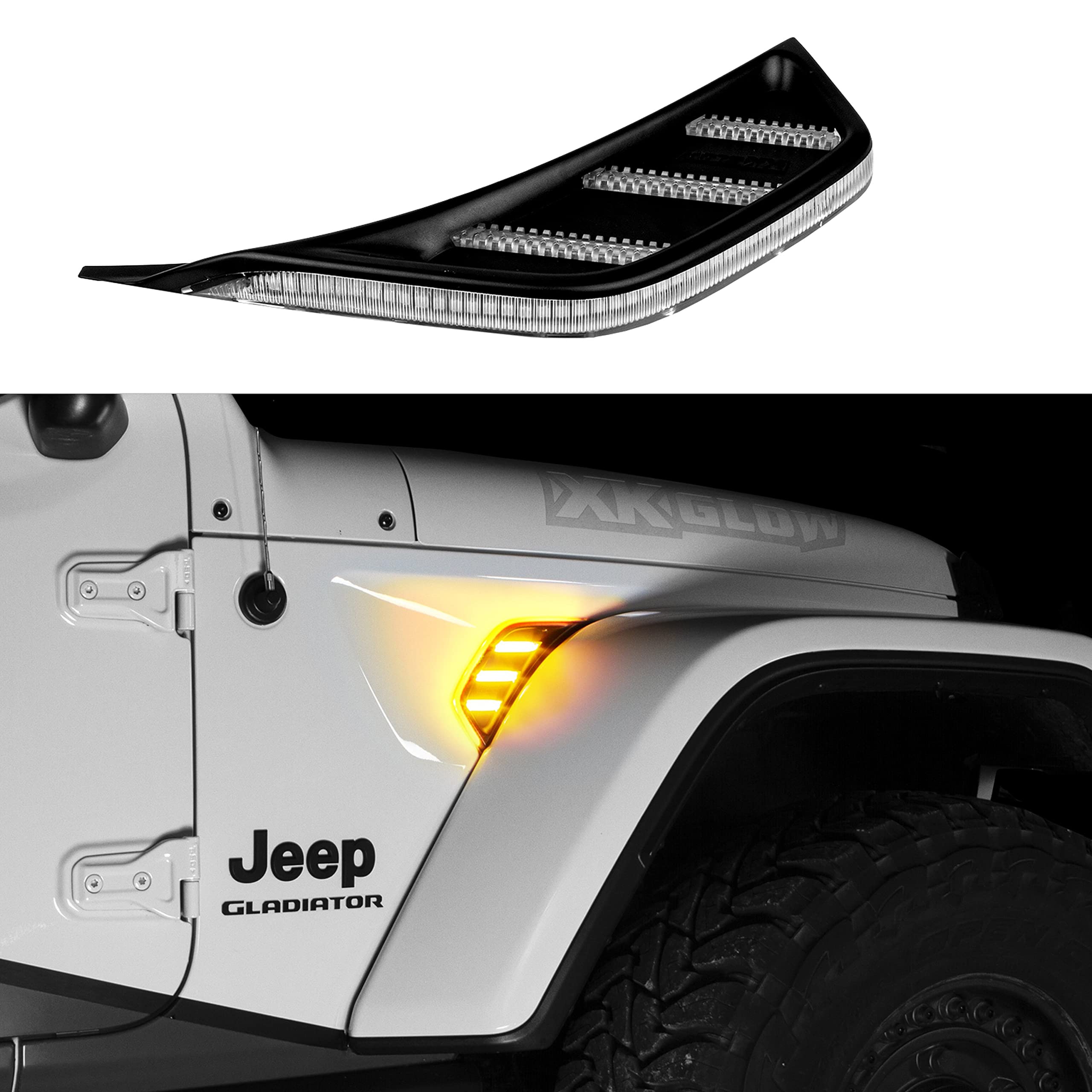 Amber Fender Vent Turn Signal & Running Light For JEEP JL&JT