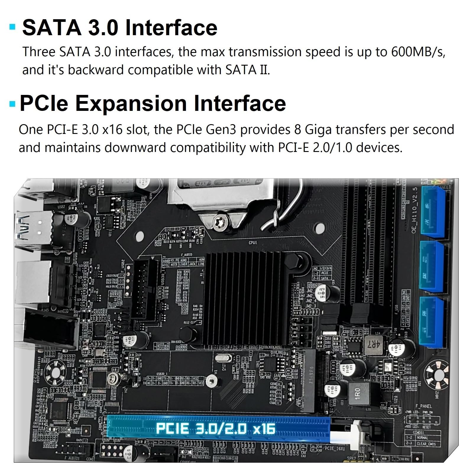 SHANGZHAOYUAN - Placa base LGA 1151 H110 Gaming para Intel 6-9th Gen Core i3/i5, Pentium, Celeron Series, DDR4, PCIe 3.0/2.0, NVME/NGFF M.2, SATA 6 Gbps, VAG, compatible con HDMI