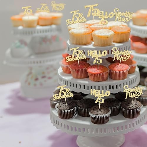 Miniatura 107 de Gyufise 24 piezas de adornos dorados para cupcakes de 10.º cumpleaños con purpurina dorada de doble dígito Hello 10 Ten Cupcake Picks para fiesta