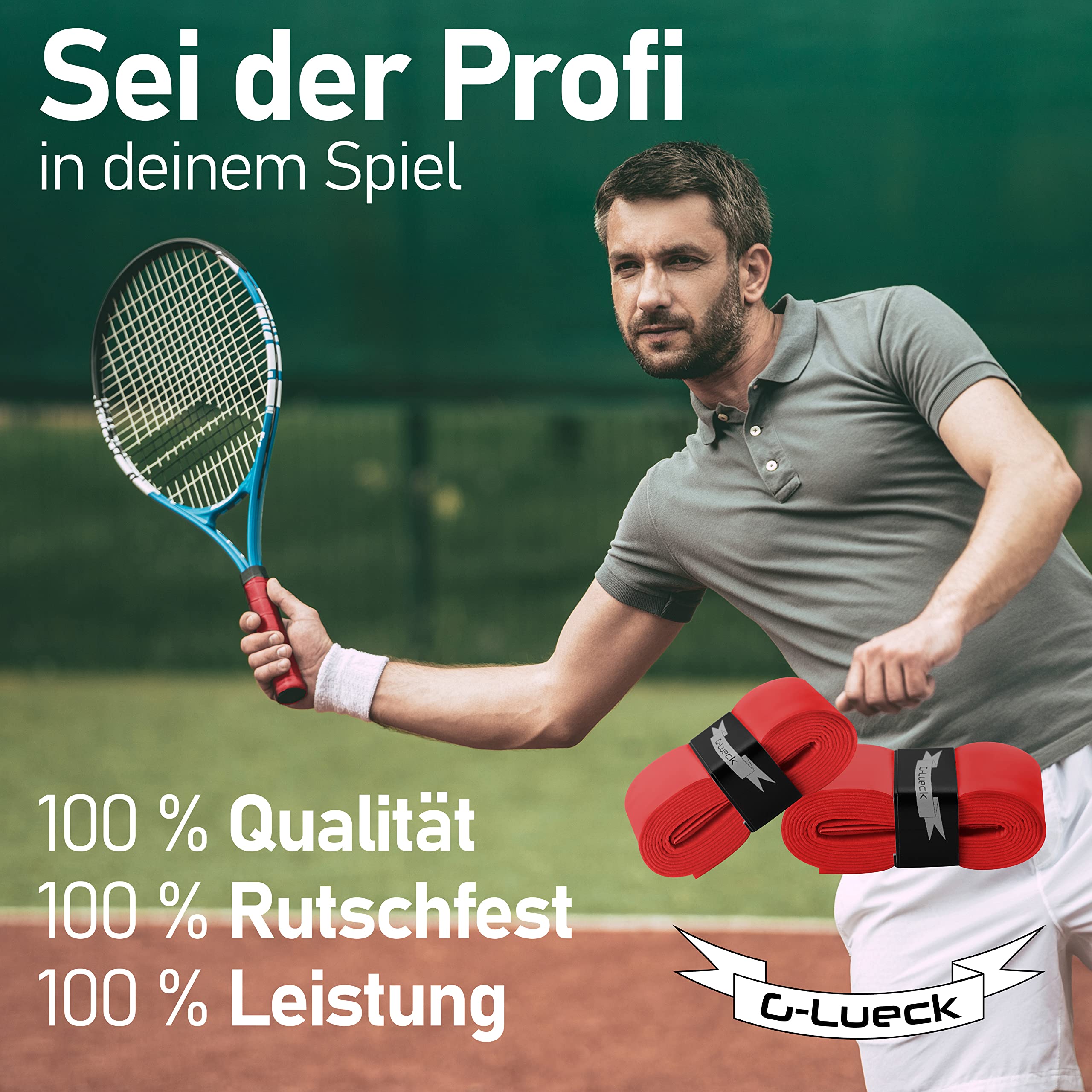 G-Lueck Set di 50 Fasce da Tennis (Molto maneggevole), Spessore 0,50 – 0,60 mm, overgrip per Racchette da Badminton da Squash, con Nastro Adesivo di Chiusura | Antiscivolo (Nero/Bianco