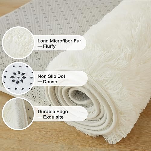 Miniatura 142 de Andency - Tapete de pelo largo sintético de interior, 4 x 6 pies, color gris oscuro estilo teñido anudado, afelpado, suave y mullido