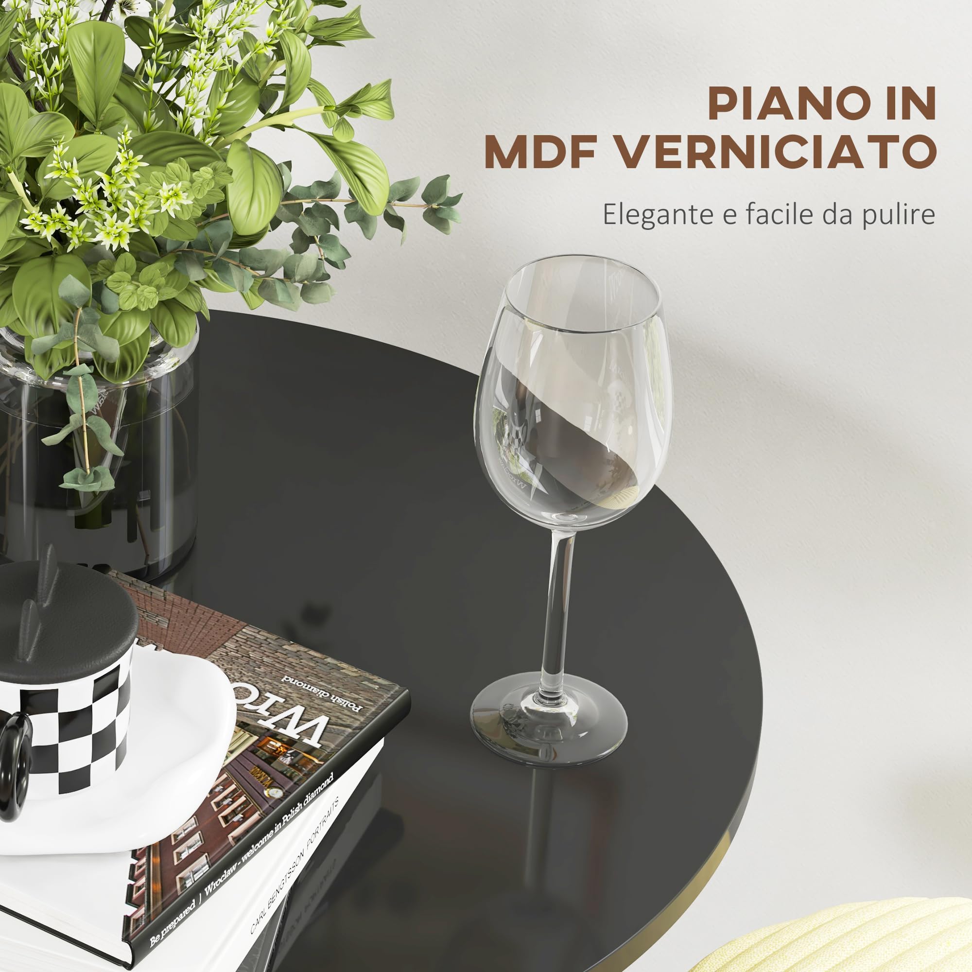 HOMCOM Tavolo Bar Rotondo Ø60x102 cm, Tavolo da Cucina Alto Salvaspazio con Struttura in Acciaio, Isola Cucina con Piano Verniciato, Moderno, per Cucina Sala da Pranzo, Nero