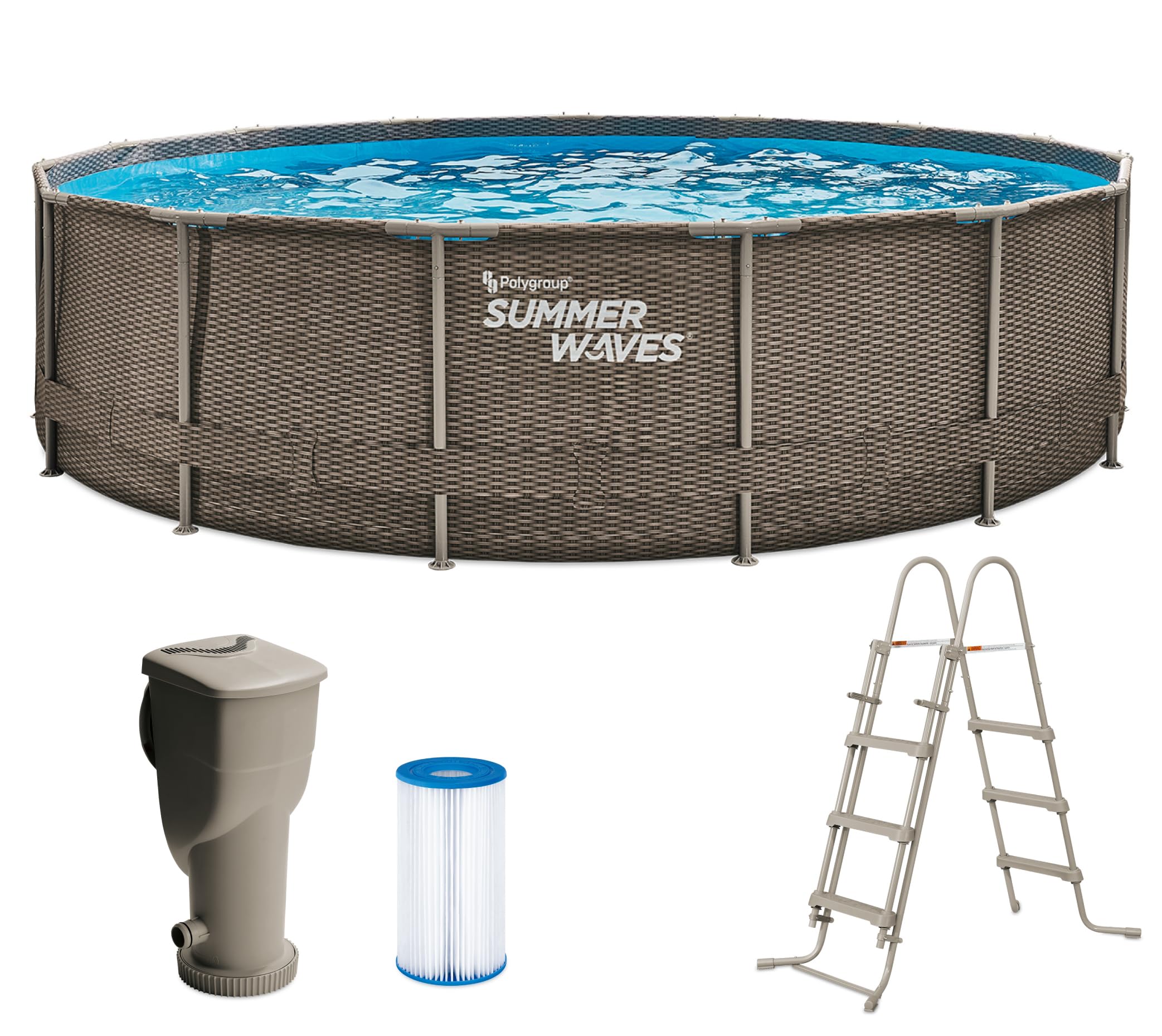 Summer Waves Frame Pool | Aufstellpool rund | Ø457 cm x 107 cm, braun