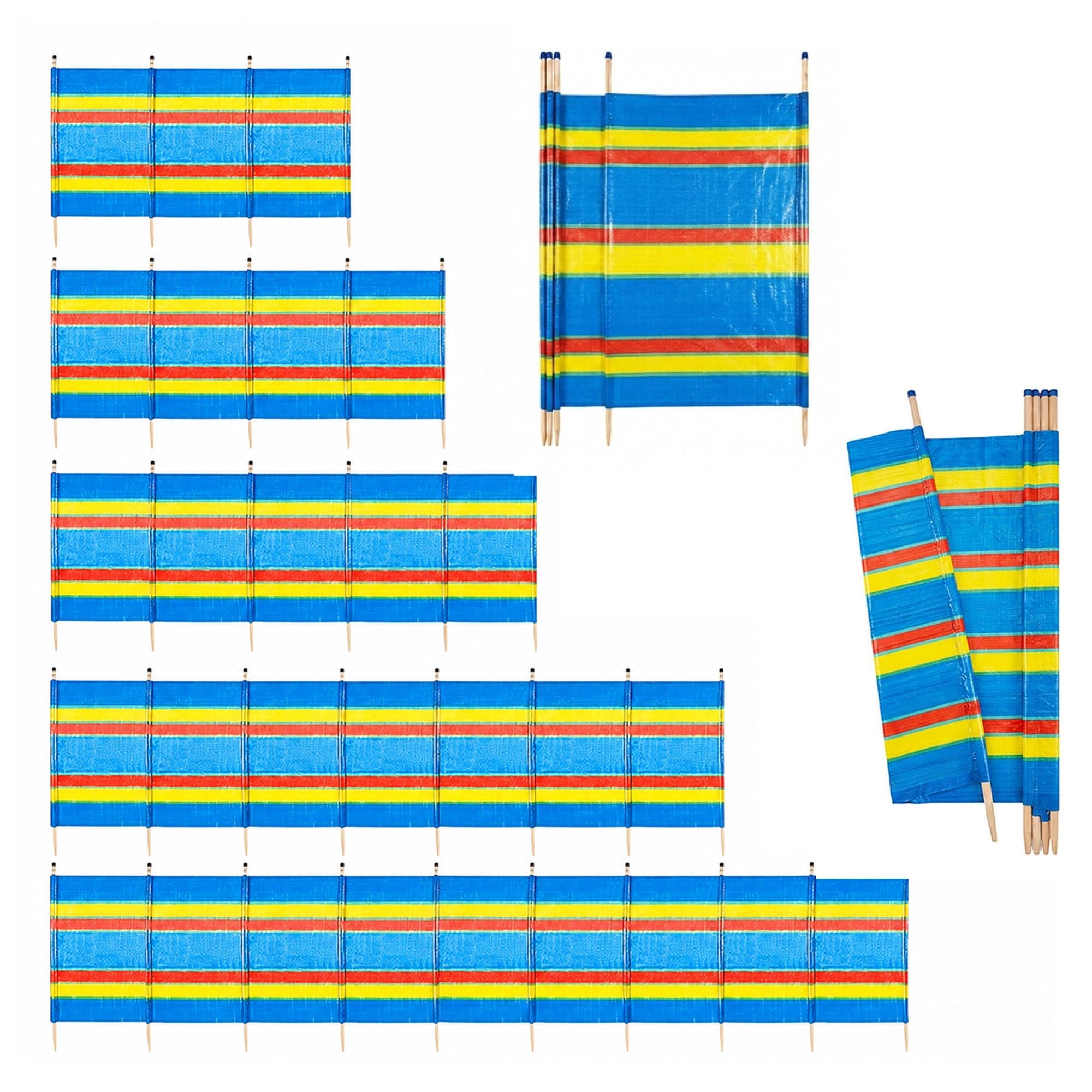Abaseen Windbreak, Extra Tall Colorful Wind Break for Camping, Caravan, Festival and Beach Windbreaker Sun Shelter Garden Screen (Blue, 8 Pole (5ft x 15ft)) — image 1