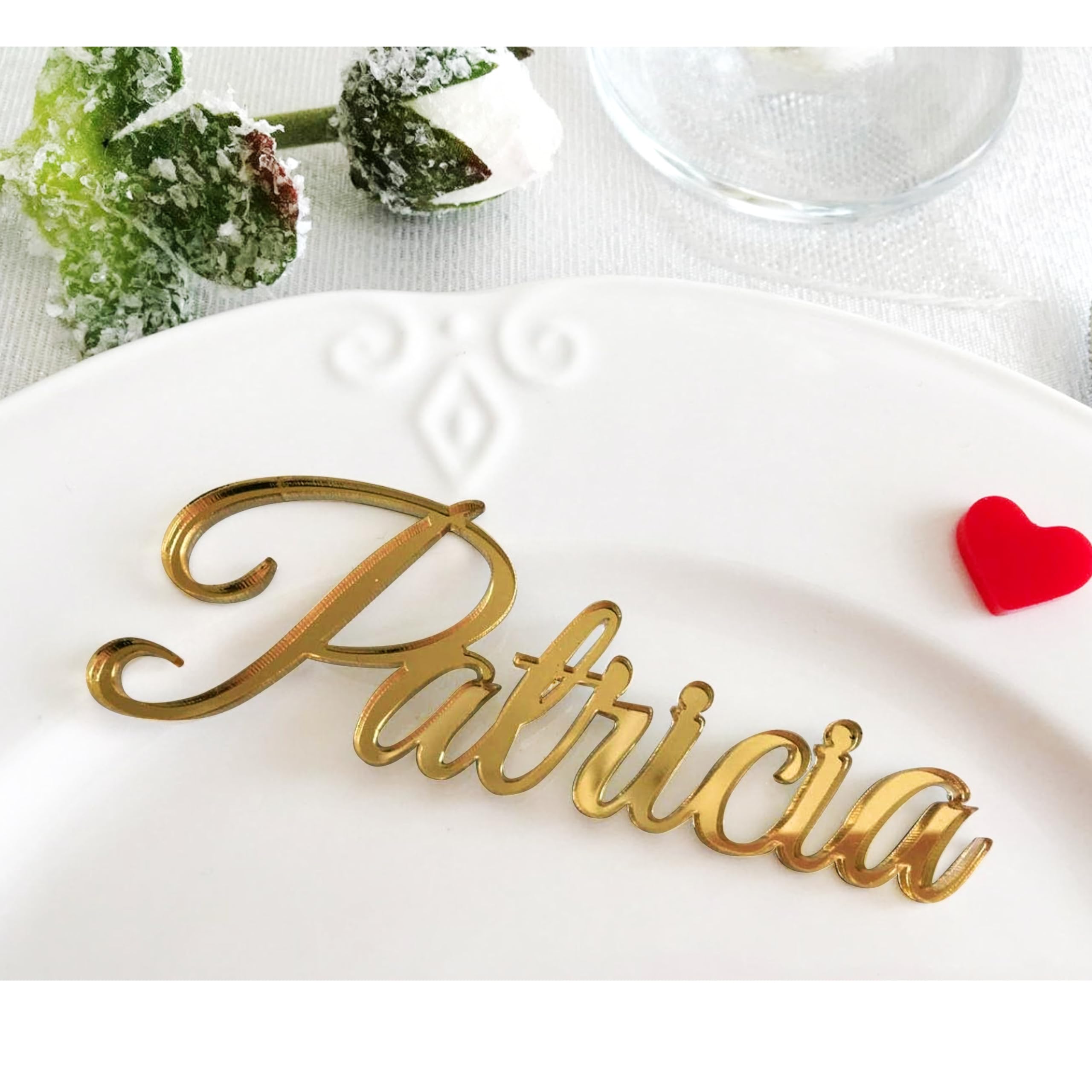 Nombres Decorativos Personalizados cortados con láser, Madera o acrílico para Decoración, Tarjetas de mesa, Marcasitios de boda con nombres en cursiva, Fiesta, eventos, Cumpleaños, Colores Variados