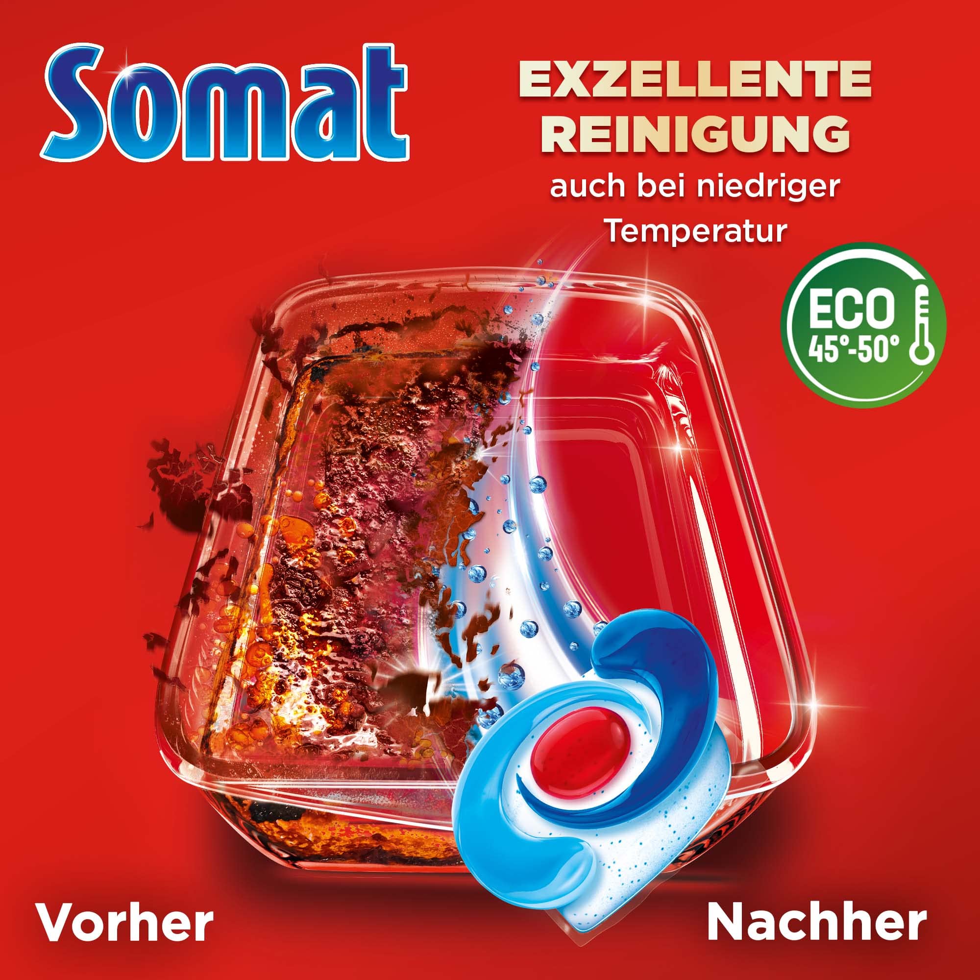 Somat Excellence 4in1 Caps (4 x 70 Caps), schnellauflösende Spülmaschinentabs, Somat Caps für exzellente Reinigung & Glanz sogar im Eco-Programm & bei niedrigen Temperaturen