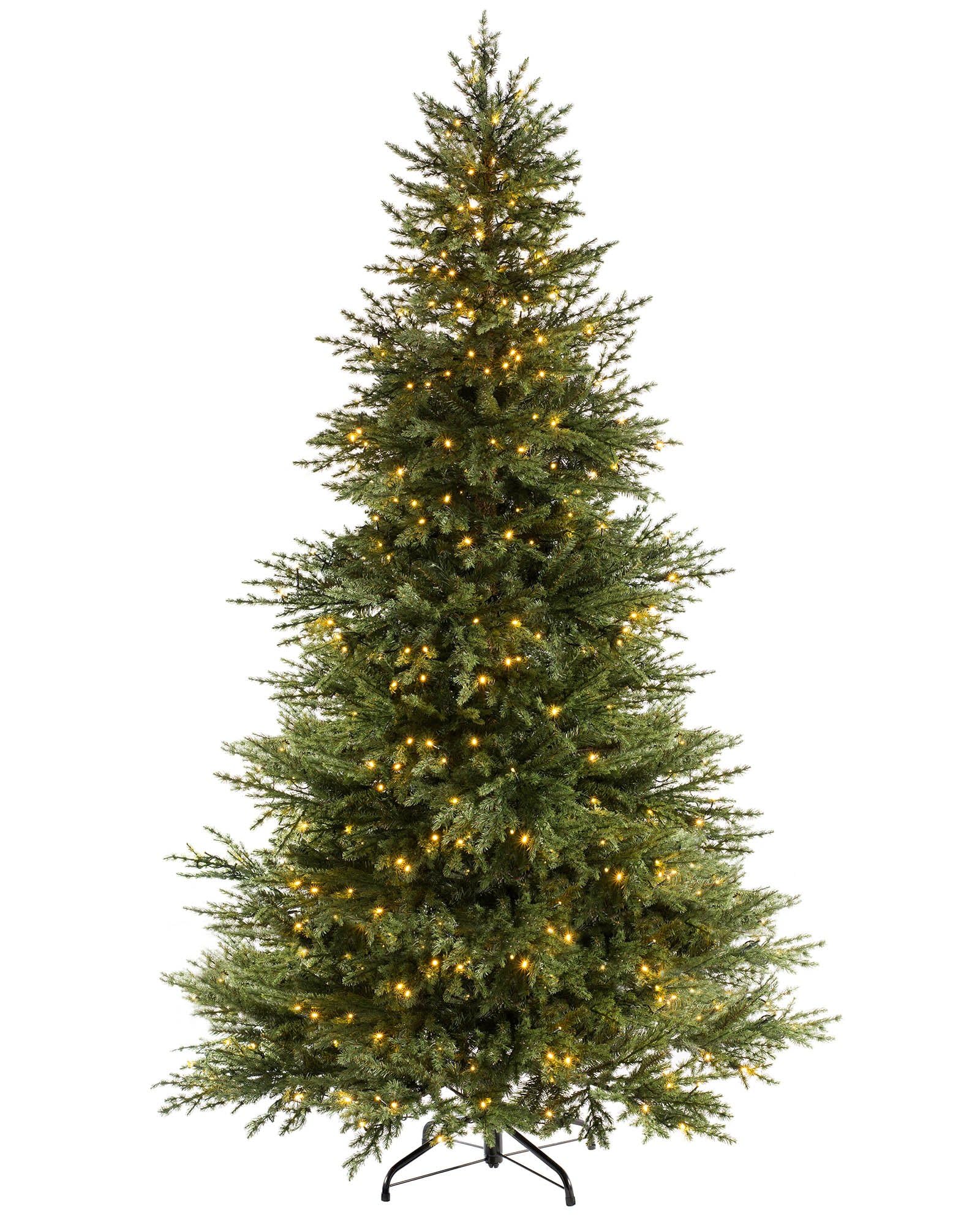 WeRChristmas Pre-lit Traditional Fir Multi-Function Christmas Tree, 600 Chasing Warm LED, Colour, 8 feet/2.4m