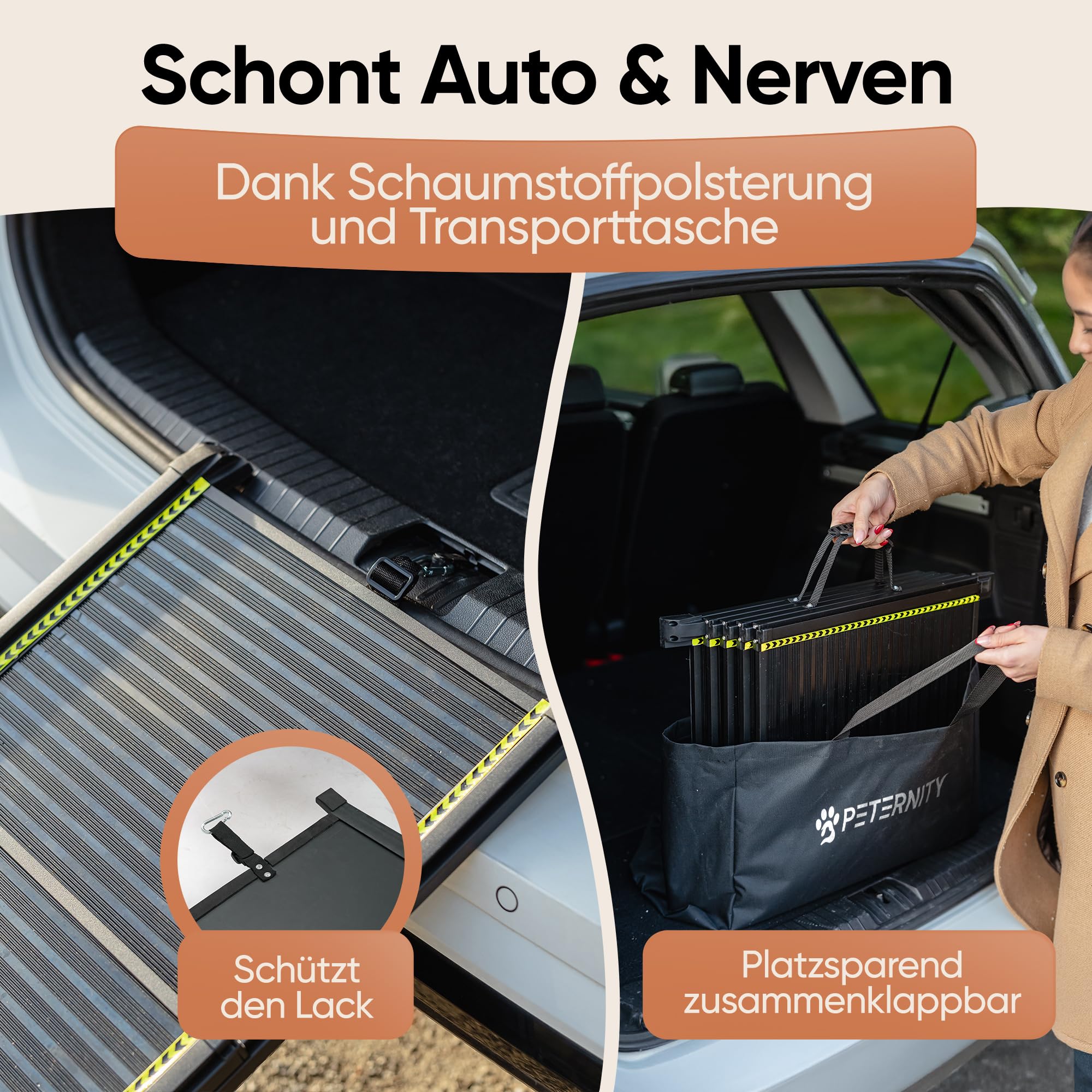 Hundetreppe Auto [rutschfestes Gummi] Hunderampe Auto klappbar | Hundetreppe Große Hunde Dog Ramp Dog Stairs Hunde Rampe Auto klappbar [mit Transporttasche] Hundetreppe Rampe Hund NEU 2026