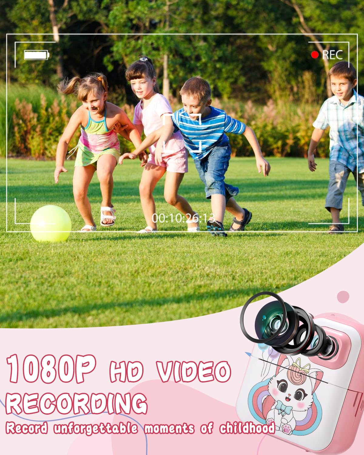 Ixydor bambini fotocamera istantanea, 1080P 2,4 pollici schermo fotocamera digitale bambini con 3 rotoli di carta di stampa e 32 GB di carta, regali per ragazzi e ragazze 3-12 anni