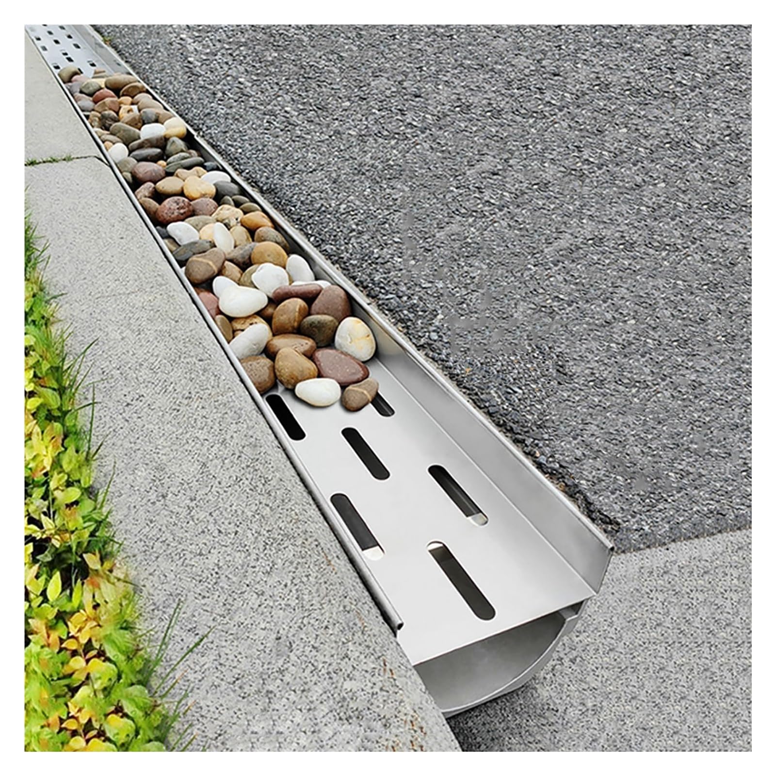 Genérico Sistema de Drenaje de Zanja de Alta Resistencia para jardín, Entrada de vehículos, Piscina y Patio - Kit de Drenaje de Canal subterráneo con Rejilla de Acero in