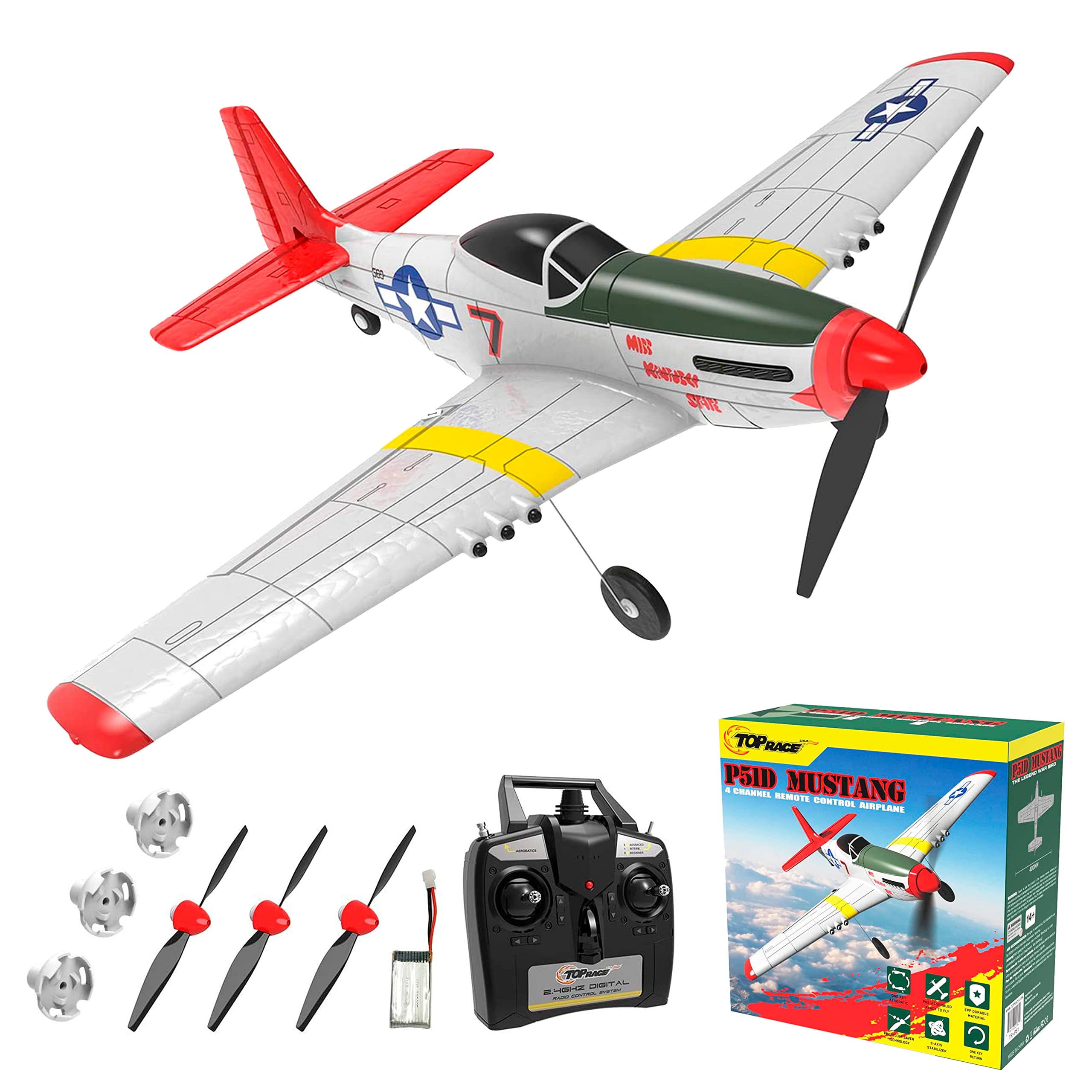TOP RACE Remote Control Airplane RC Plane 4 Channel Ready to Fly RC