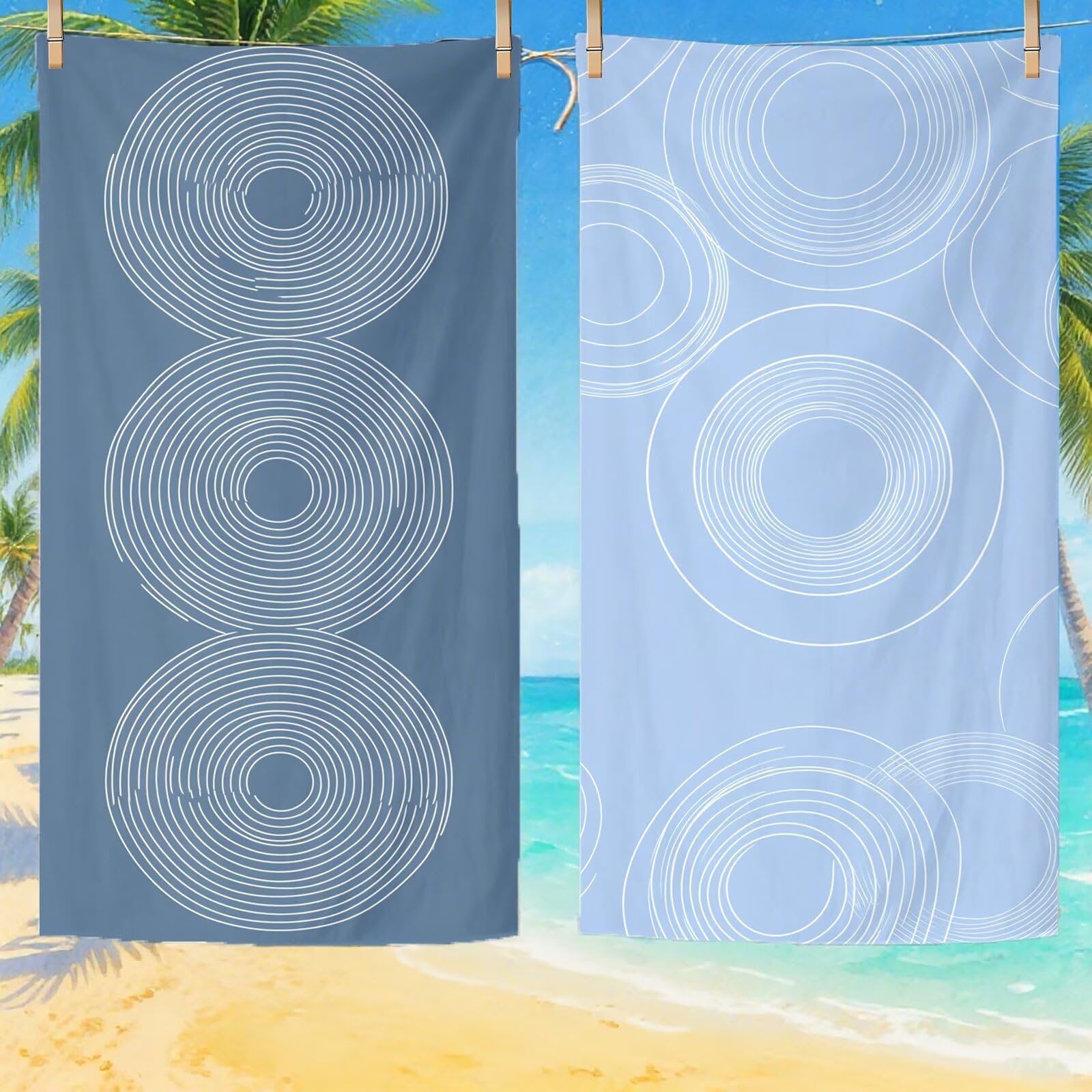 Serviette de plage XXL microfibre 100x180 cm géométrique avec sac de transport