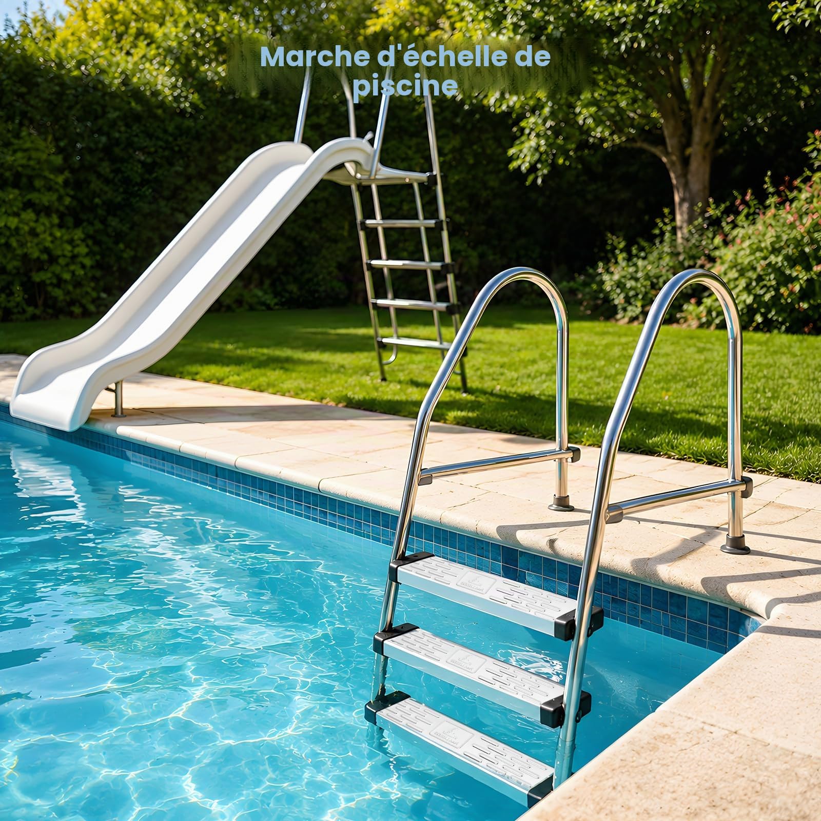Marches D'échelle Piscine, 3 Pièces Marche Piscine Antidérapante échelle Rechange en Acier Inoxydable Général Pédale échelle Accessoires Antidérapants Pièces D'échelle