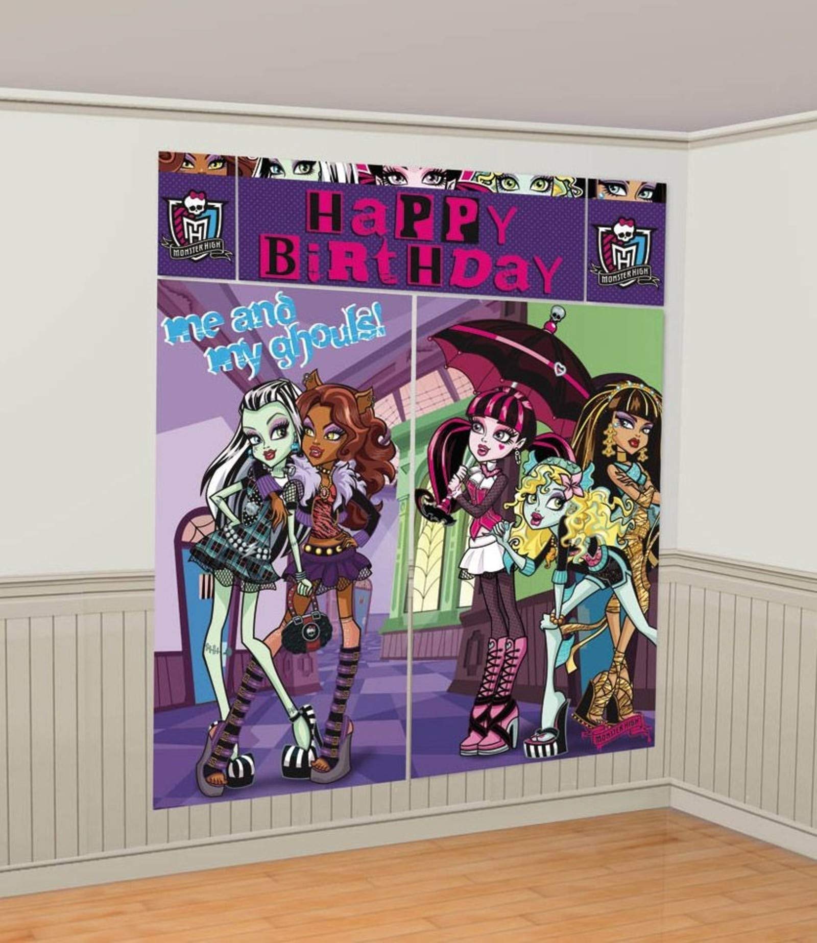 Amscan 679693 Scene Setters® Wall Decorating Kit | Monster High™ Collection | Party Accessory 59" x 65" 5 ct.