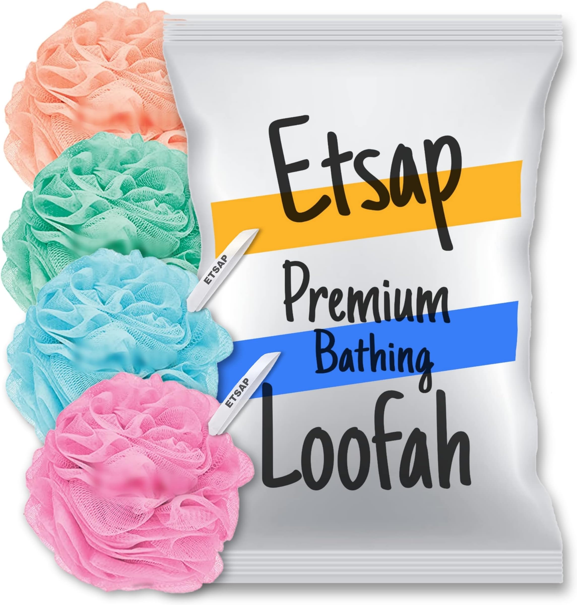 Premium Bathing Round Loofah for Men and Women (Pack of 4)(color may very)