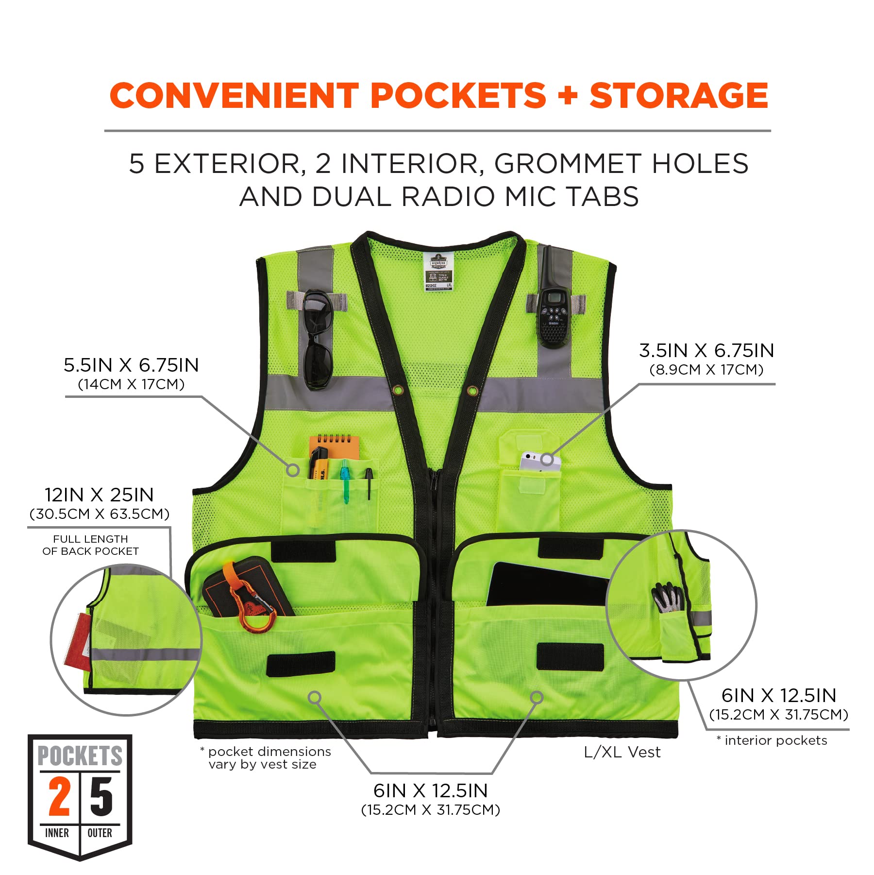 Ergodyne GloWear 8253HDZ Chaleco de malla resistente tipo R clase 2