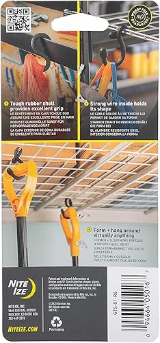 Miniatura 8 de Nite Ize Gear Tie Gancho en S flexible, gancho en S flexible para garaje, armario, cocina y plantas, negro (paquete de 2)