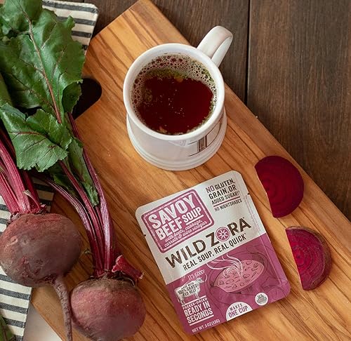Miniatura 3 de Wild Zora Sopas instantáneas aptas para dieta cetogénica Savoy Beef paquete de 8 caldos hechos con carne 100% alimentada con pasto y verduras, sin