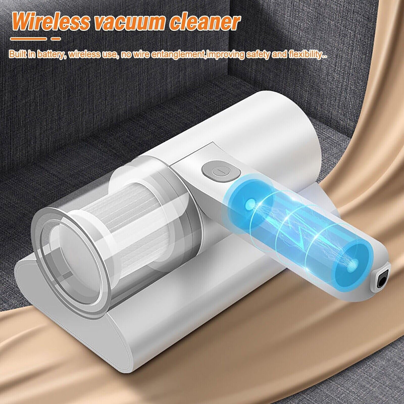 Aspiradora Antiacaros para Colchones sin Cable, Retiene Alérgenos Aspirador de Ácaros Inalámbrico con Luz UV para Colchones Camas Sofás de Tela Almohadas Alfombras