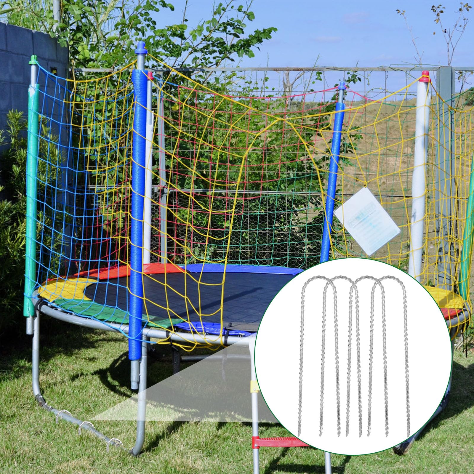 Zestaw 10 kotwic do trampoliny, ciężkie kołki do ziemi, 11,8 cali ocynkowane kołki U-kształtne do namiotu, kołki do trampoliny z prętów żebrowych do trampolin, ogrodów, namiotu kempingowego