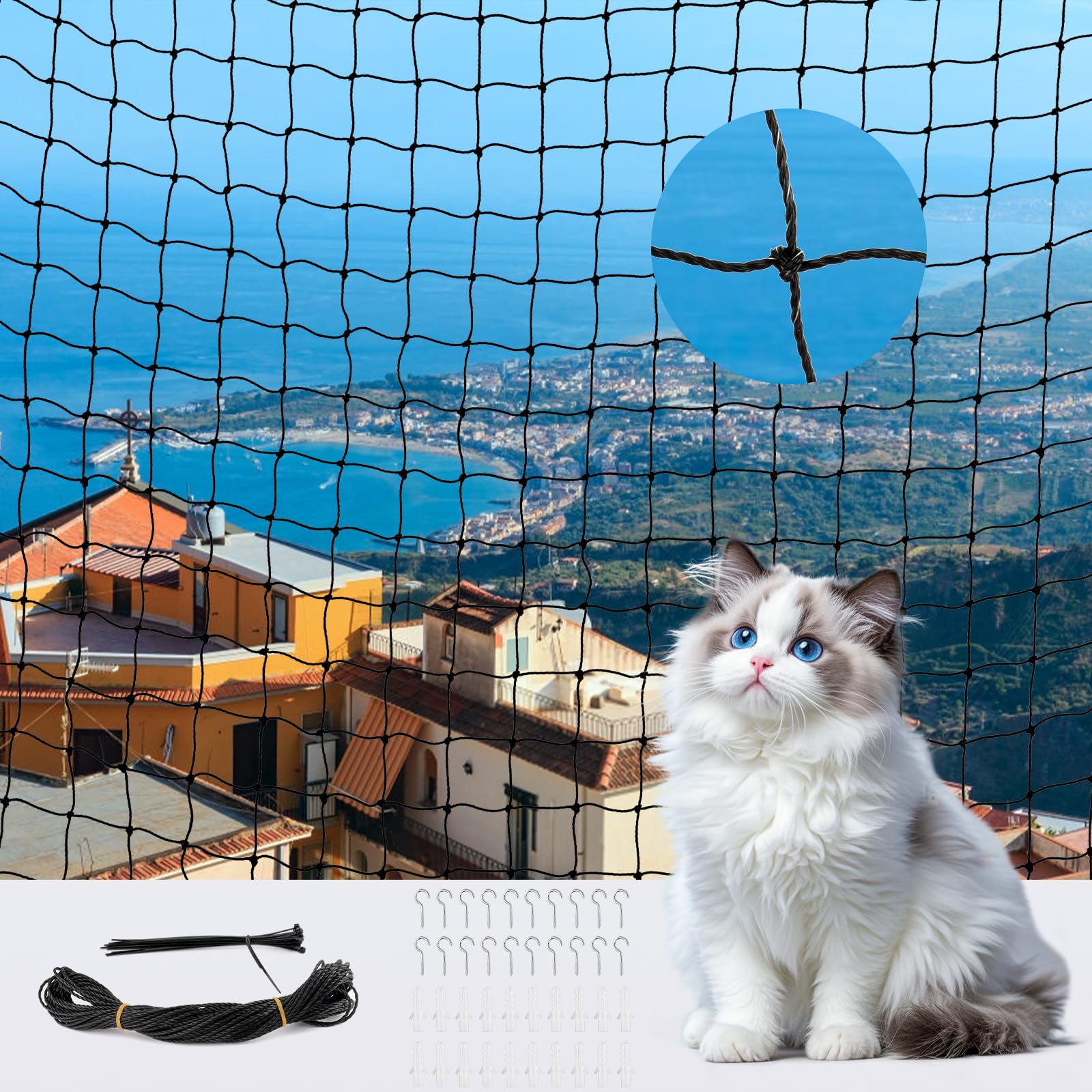 TRX 44341 Katzennetz CAT PROTECT, Katzenschutznetz Für Balkon, 8 X 3