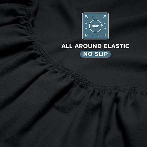 Miniatura 7 de Bare Home Juego de sábanas de franela 100% algodón, terciopelo suave y pesado, franela de doble cepillado, bolsillo profundo (Queen, negro)