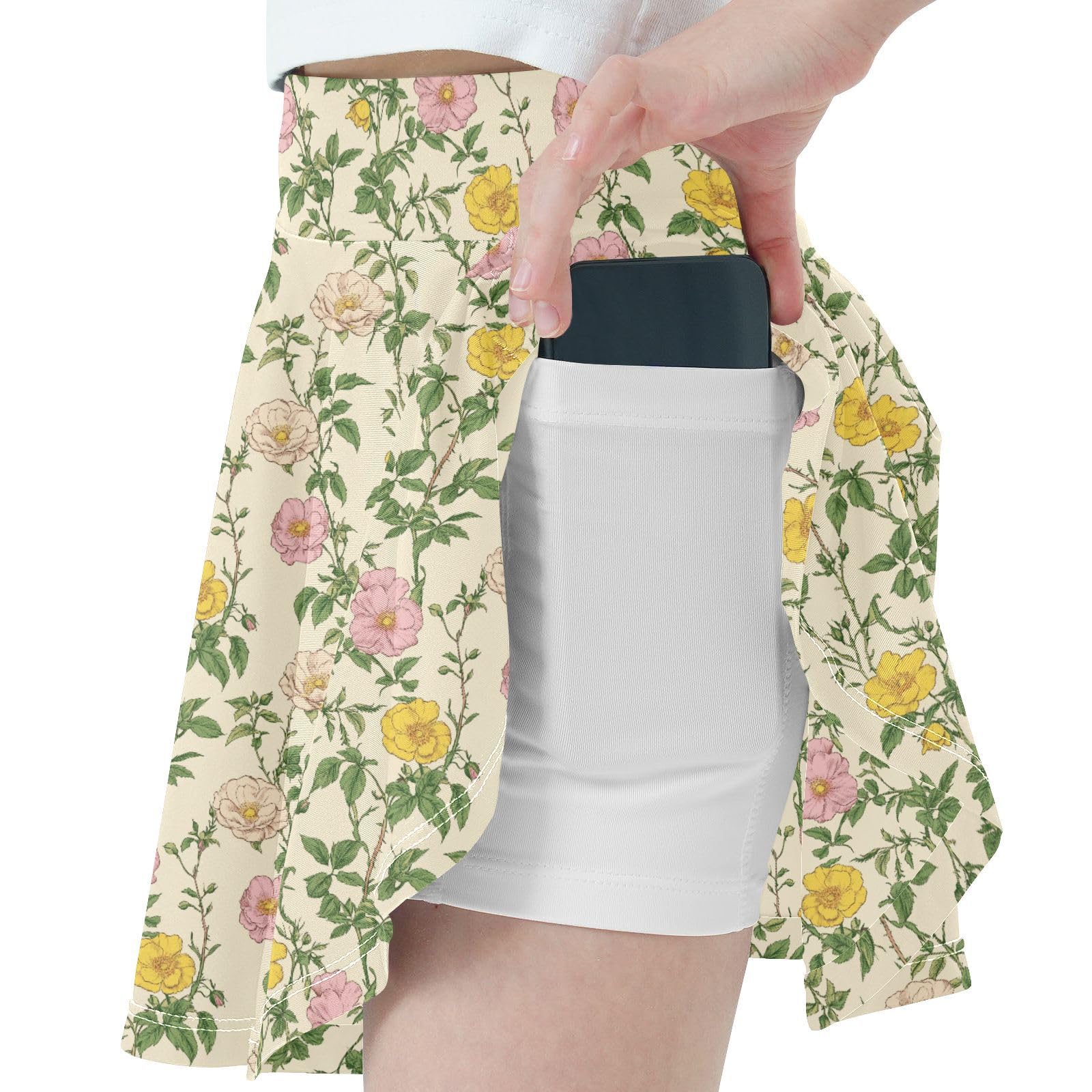 Traditional Flower Girls Athletic Skirts with Built in Shorts Flowy Skort for Little Girl Pleated Skirt for Kids with Pockets 4-12Y