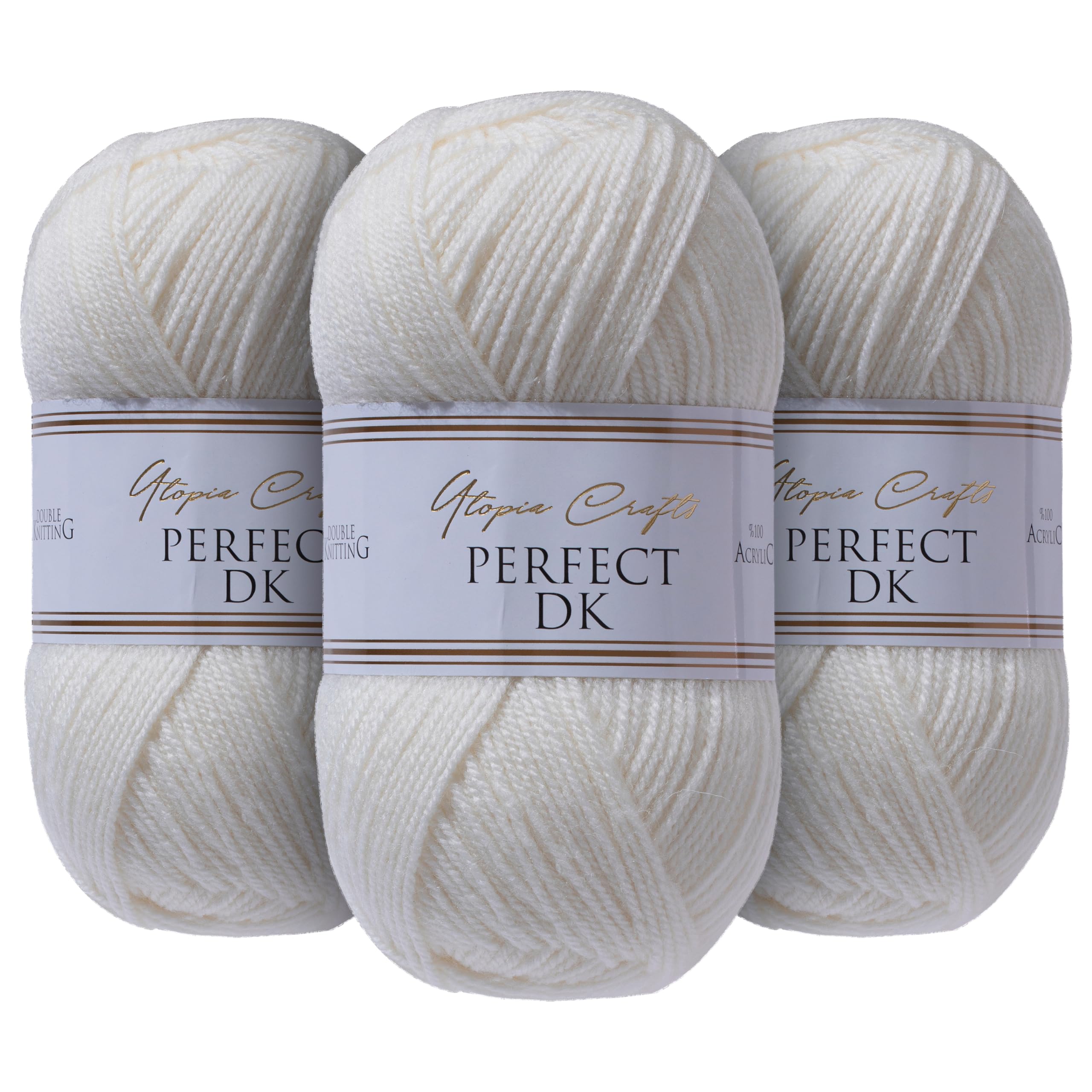 Utopia Crafts DK Double Knitting Yarn 3X 100g (Ivory)
